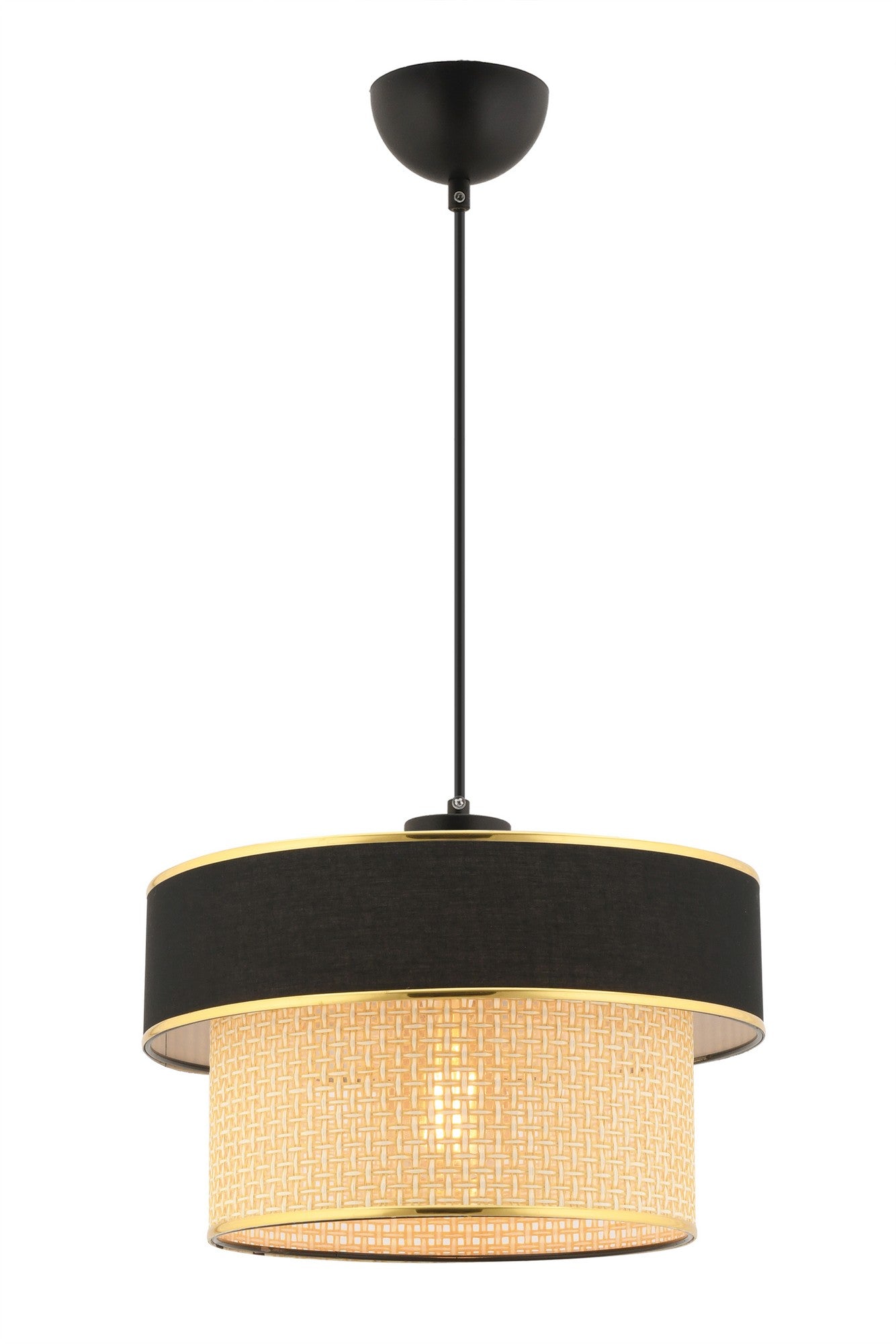Candeeiro de Teto – 65 cm – Camel e Preto – Metal