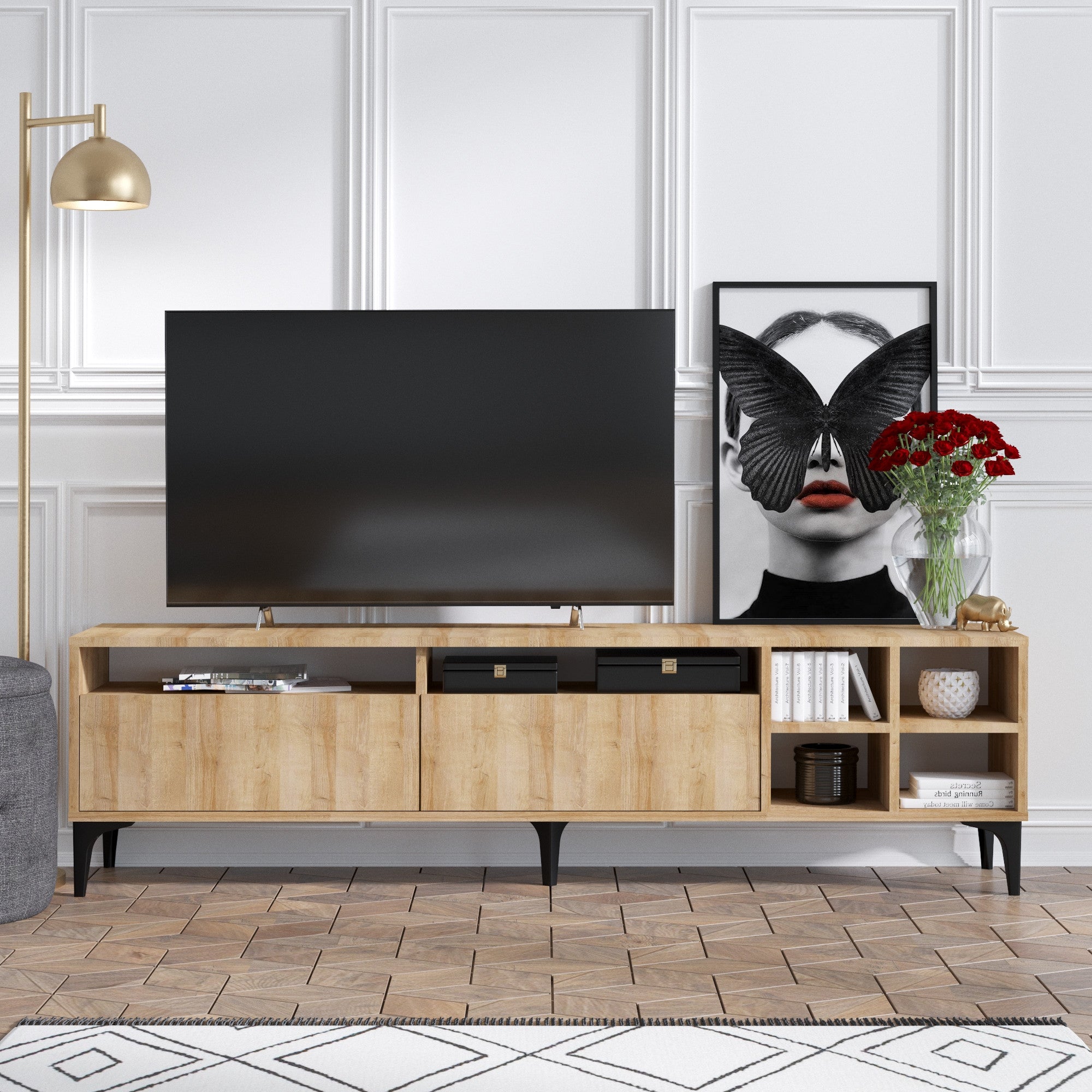 Móvel de TV – 180cm – Carvalho – Melamina