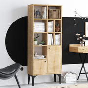 Estante elegante em painel de partículas revestido a melamina – 60 x 175 x 30 cm – Carvalho safira