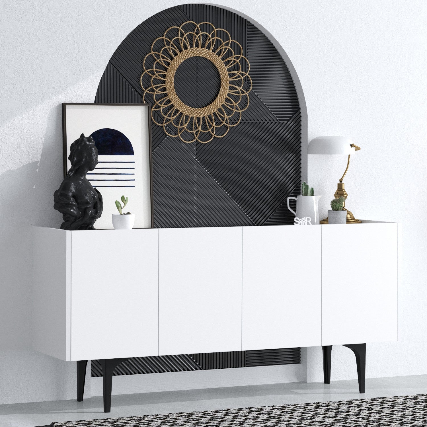 Aparador – 150 cm x 75 cm x 40 cm – Branco – Painel de Partículas revestido em Melamina