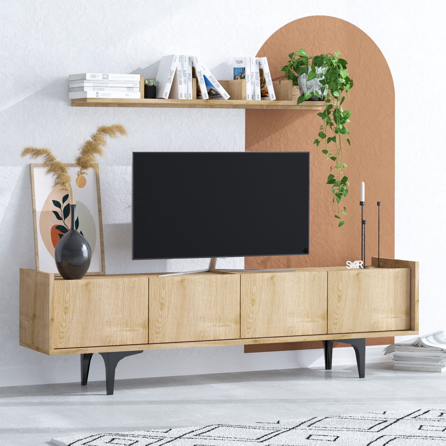 Móvel de TV – 150 x 57 x 40 cm – Carvalho safira – Painel de partículas revestido a melamina