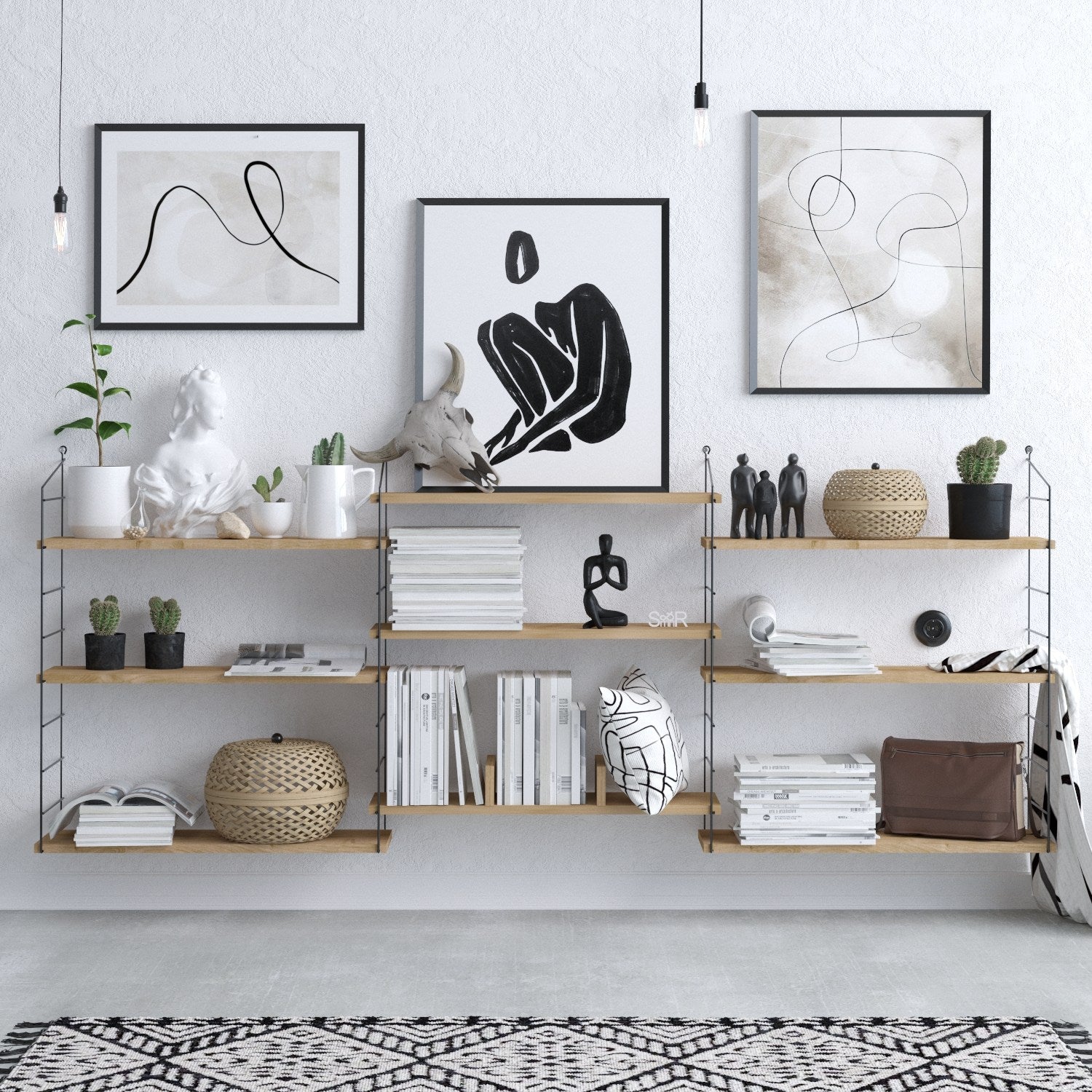 Estante de partículas revestida a melamina – 85 cm L x 216 cm A x 20 cm P – carvalho