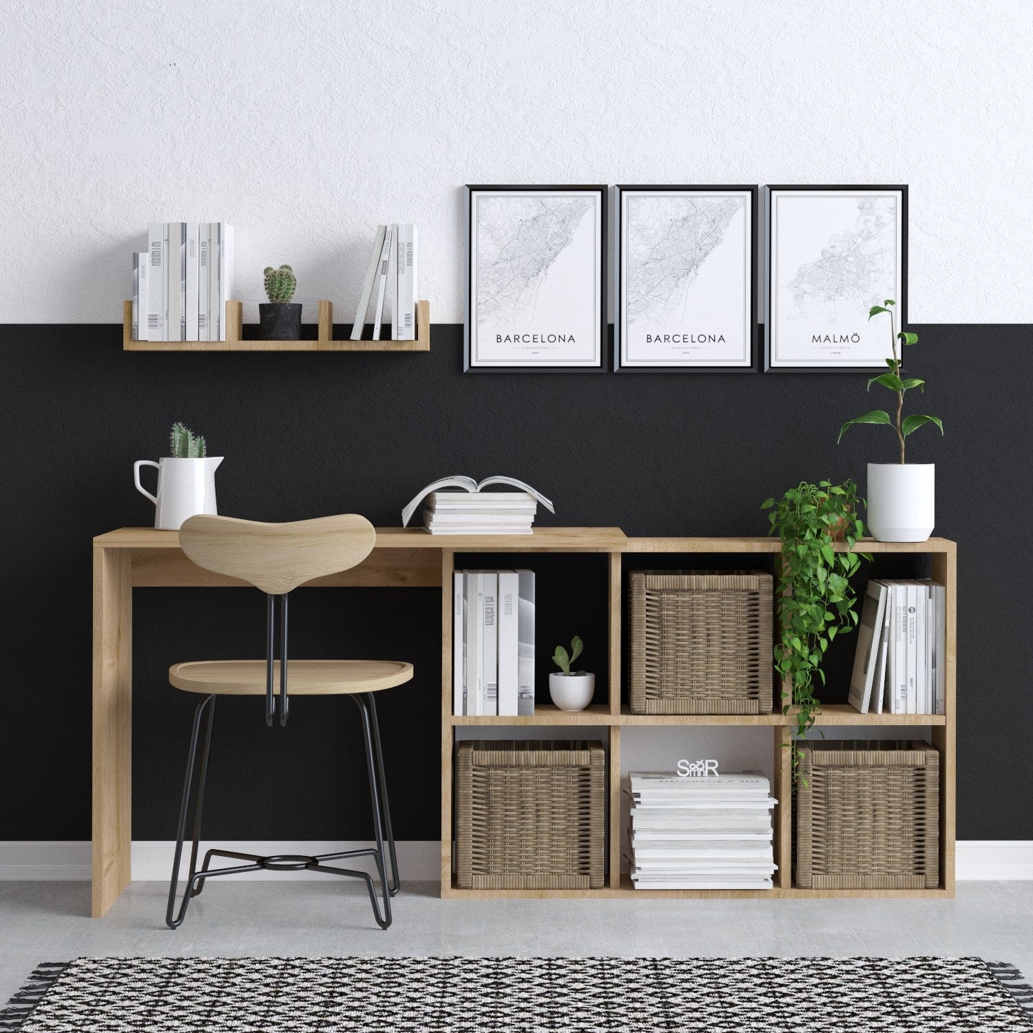 Secretária de Estudo em Carvalho – 74 cm x 145 cm x 45 cm – Melamina