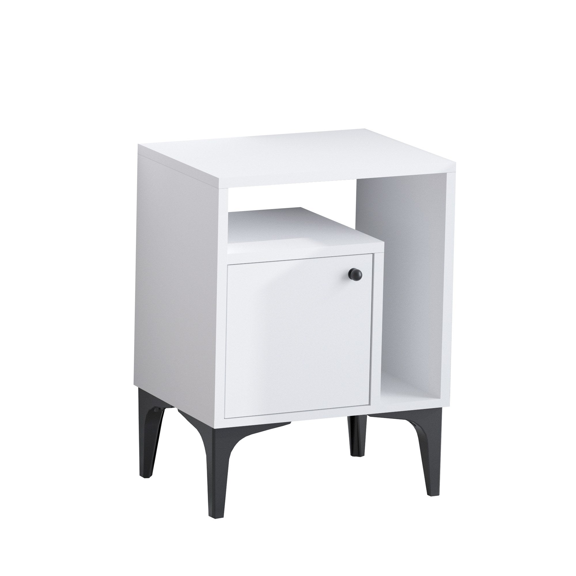 Mesa de cabeceira – 40 cm x 55 cm x 35 cm – Branco e Preto – Painel de partículas revestido a melamina