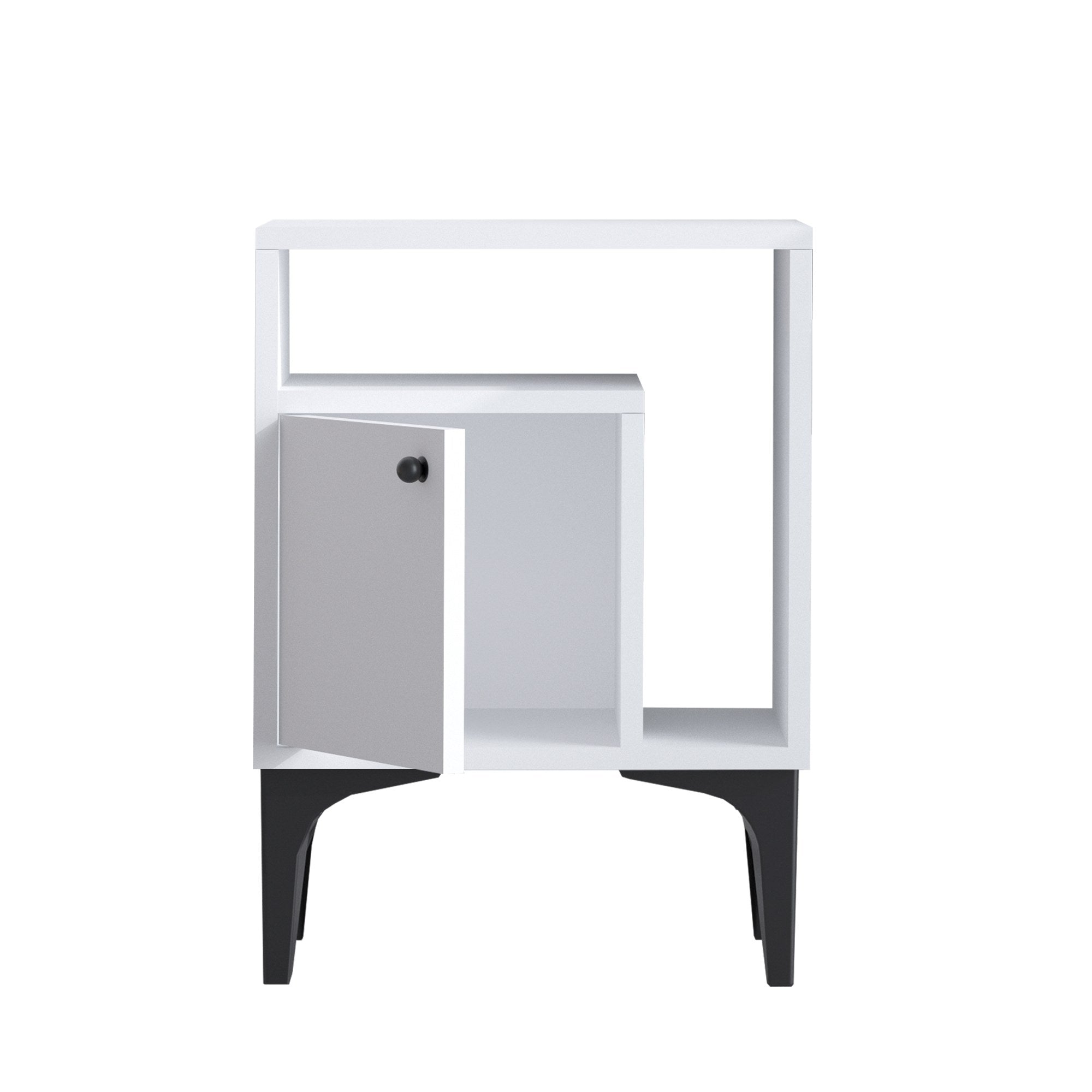Mesa de cabeceira – 40 cm x 55 cm x 35 cm – Branco e Preto – Painel de partículas revestido a melamina