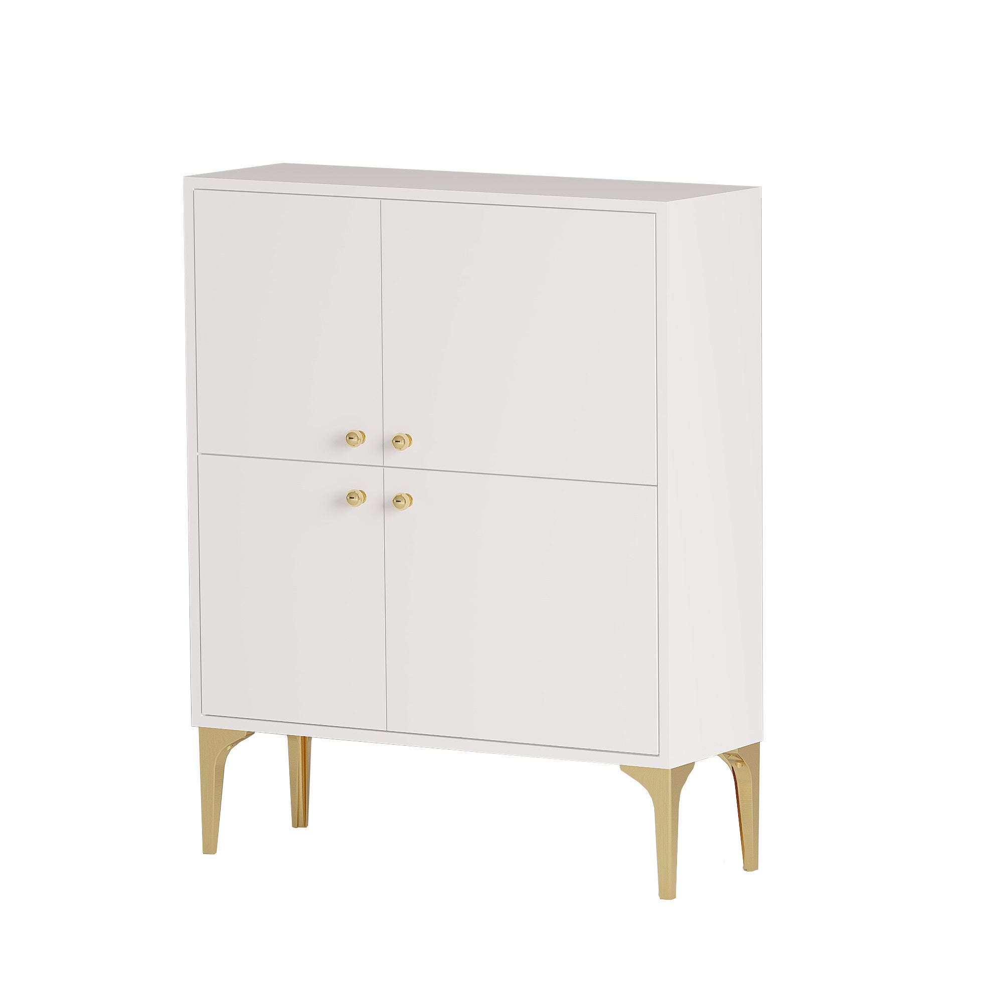 Aparador – 90 cm x 115 cm x 35 cm – Branco e dourado – Aglomerado de partículas revestido a melamina