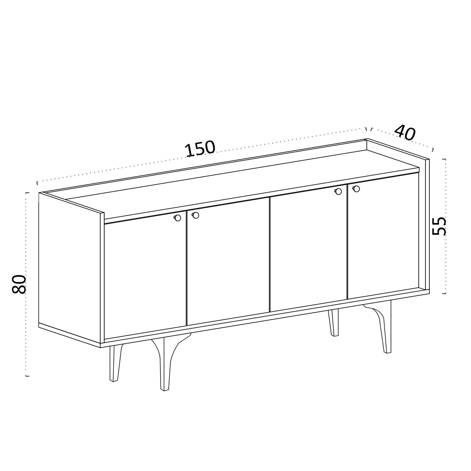 Aparador – 150 cm x 80 cm x 40 cm – Mármore de Carrara – Painéis de partículas revestidos a melamina