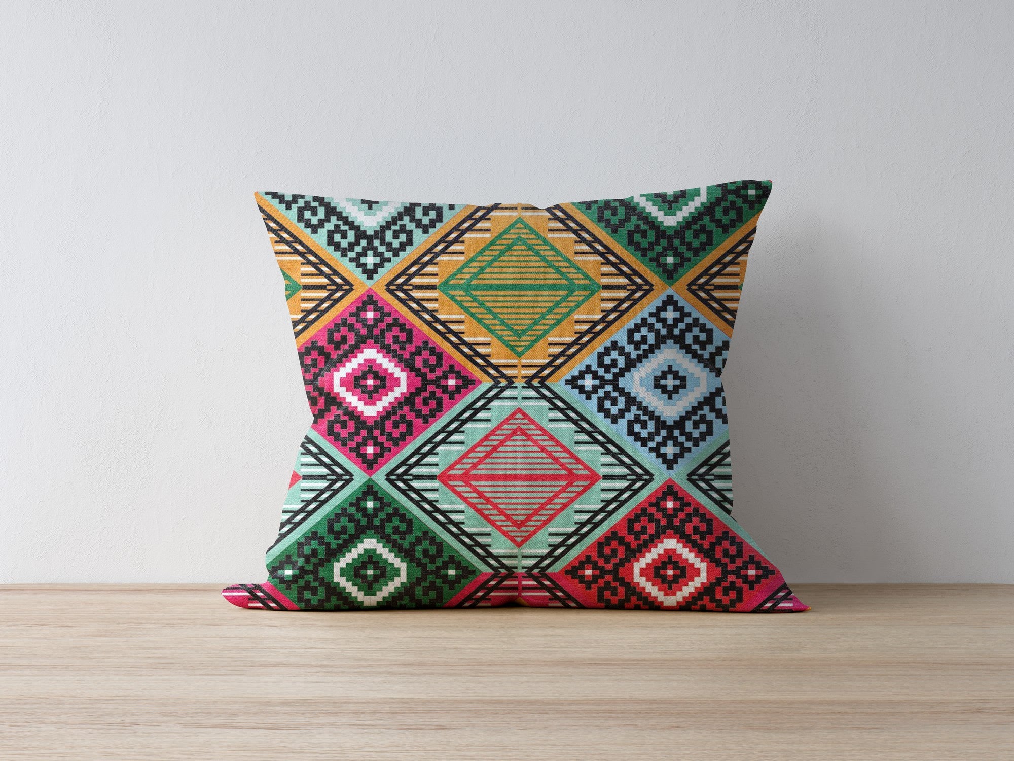 Capa de almofada – 43 x 43 cm – Multicolorido – Polyester e algodão