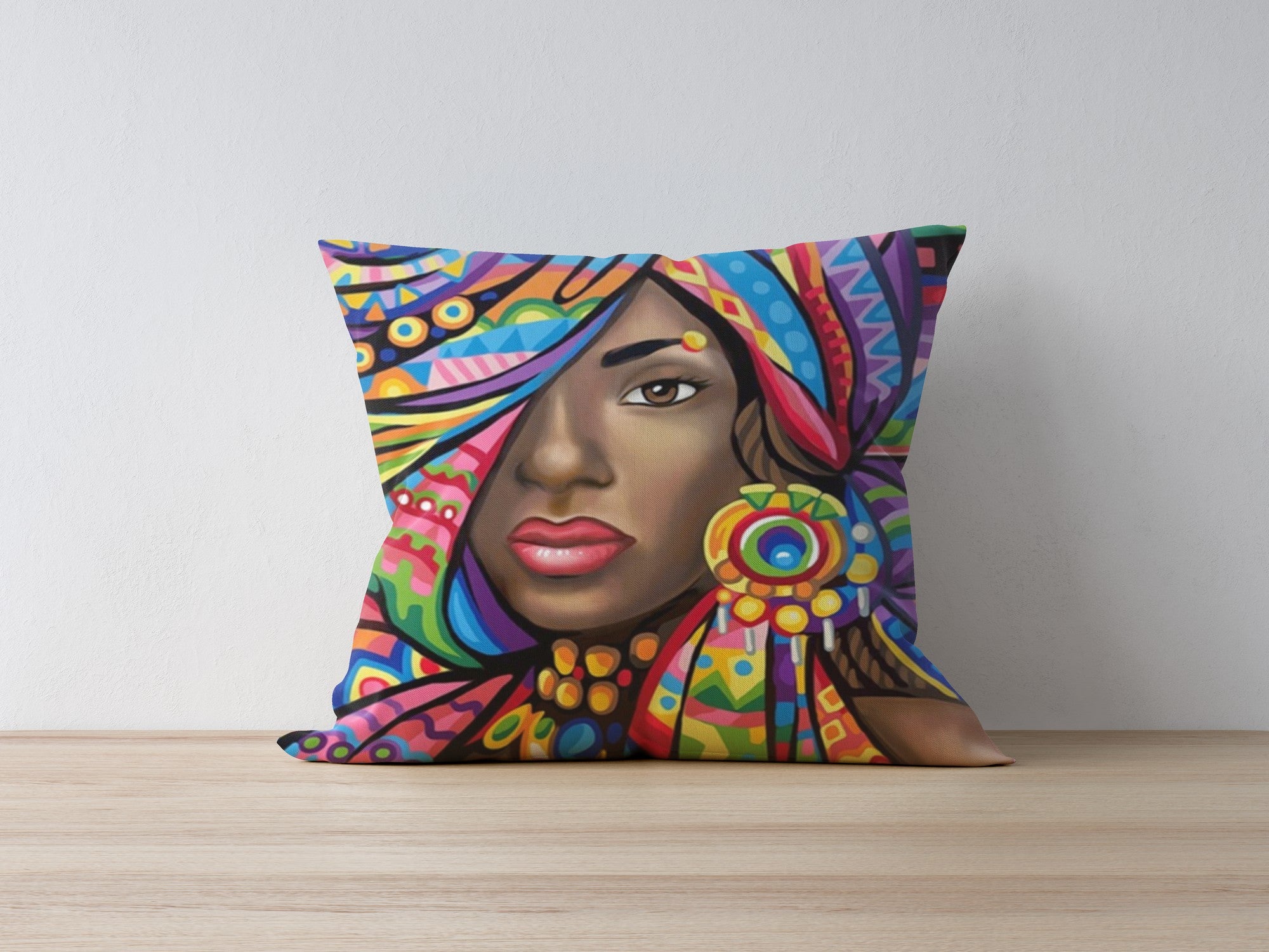 Capa de Almofada – 43 x 43 cm – Multicolorido – 50% Poliéster / 50% Algodão
