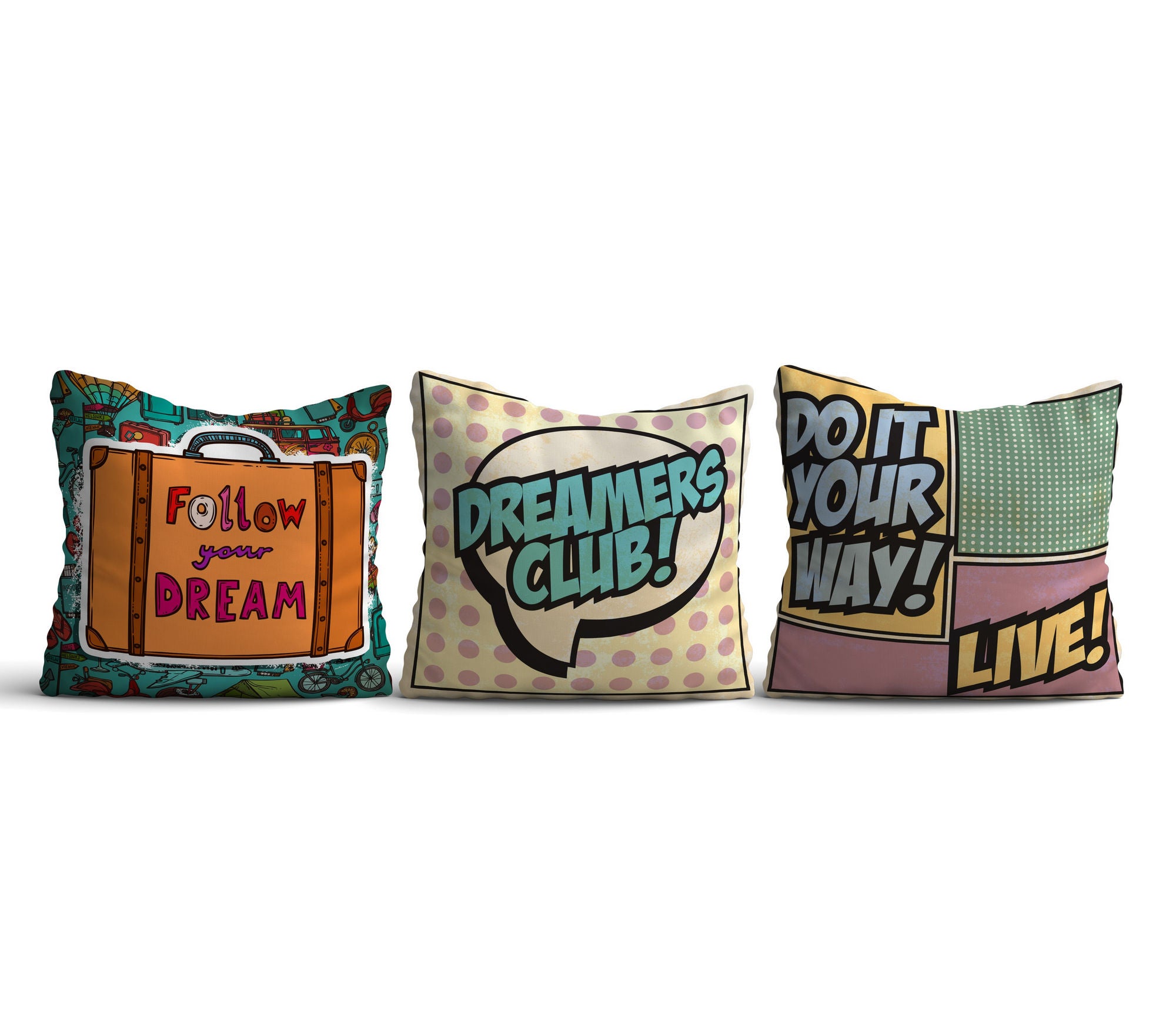 Conjunto de almofadas – 43 x 43 cm – Multicolorido – Algodão/Poliéster