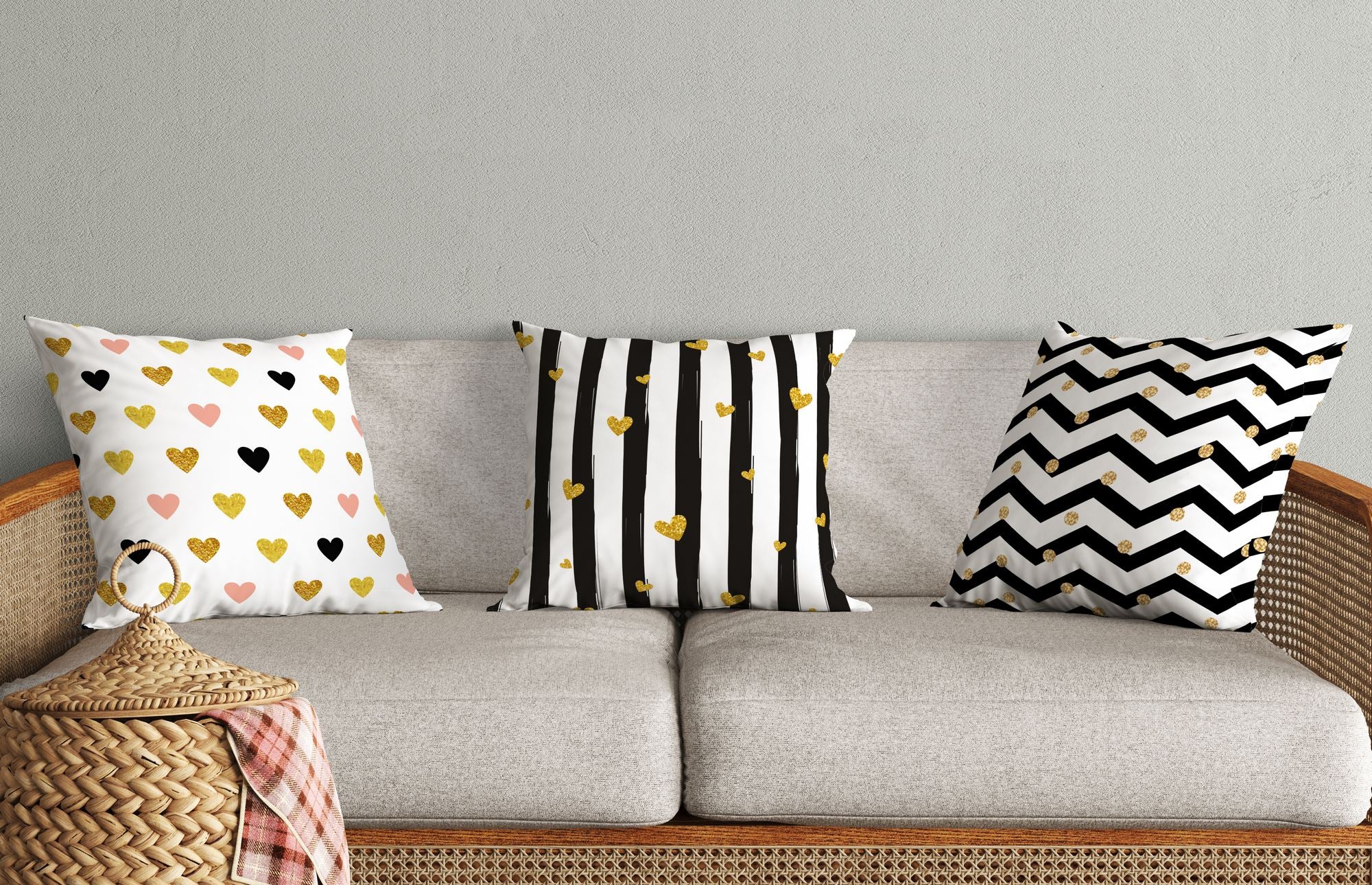 Conjunto de capa de almofada – 43 x 43 cm – Multicolorido – 50% Algodão, 50% Poliéster