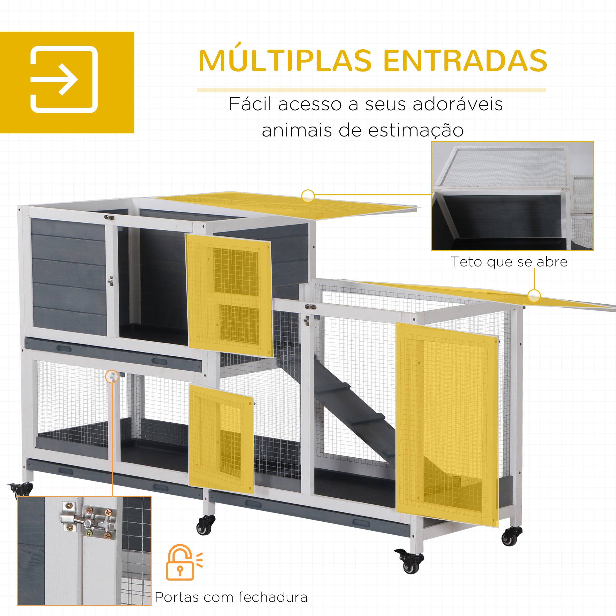 Coelheira de Madeira – 147x45.5x88.5cm – Cinza e Branco