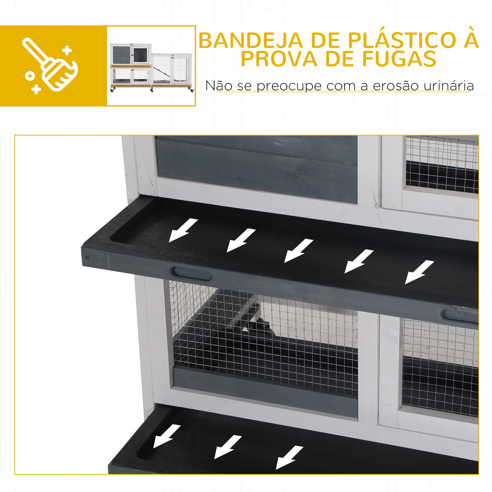 Coelheira de Madeira – 147x45.5x88.5cm – Cinza e Branco