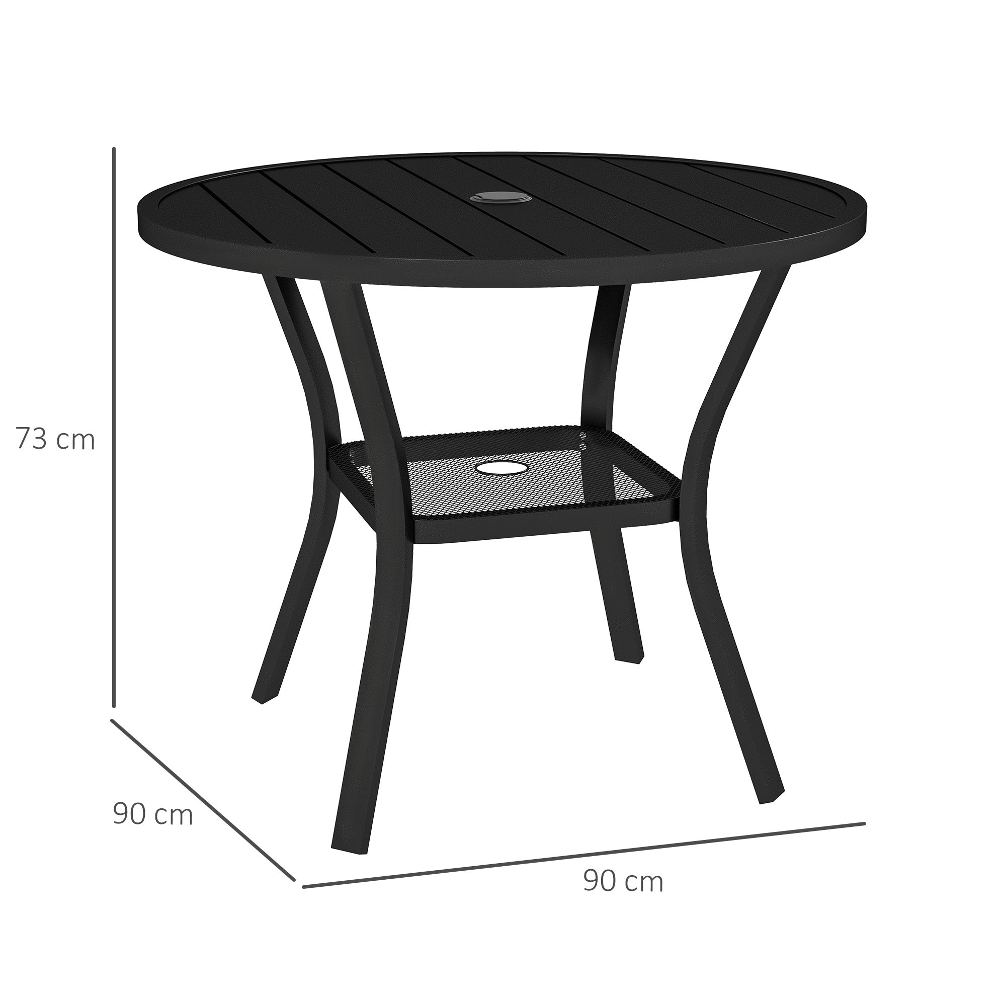 Mesa de Jardim Redonda Ø90x73 cm Preto