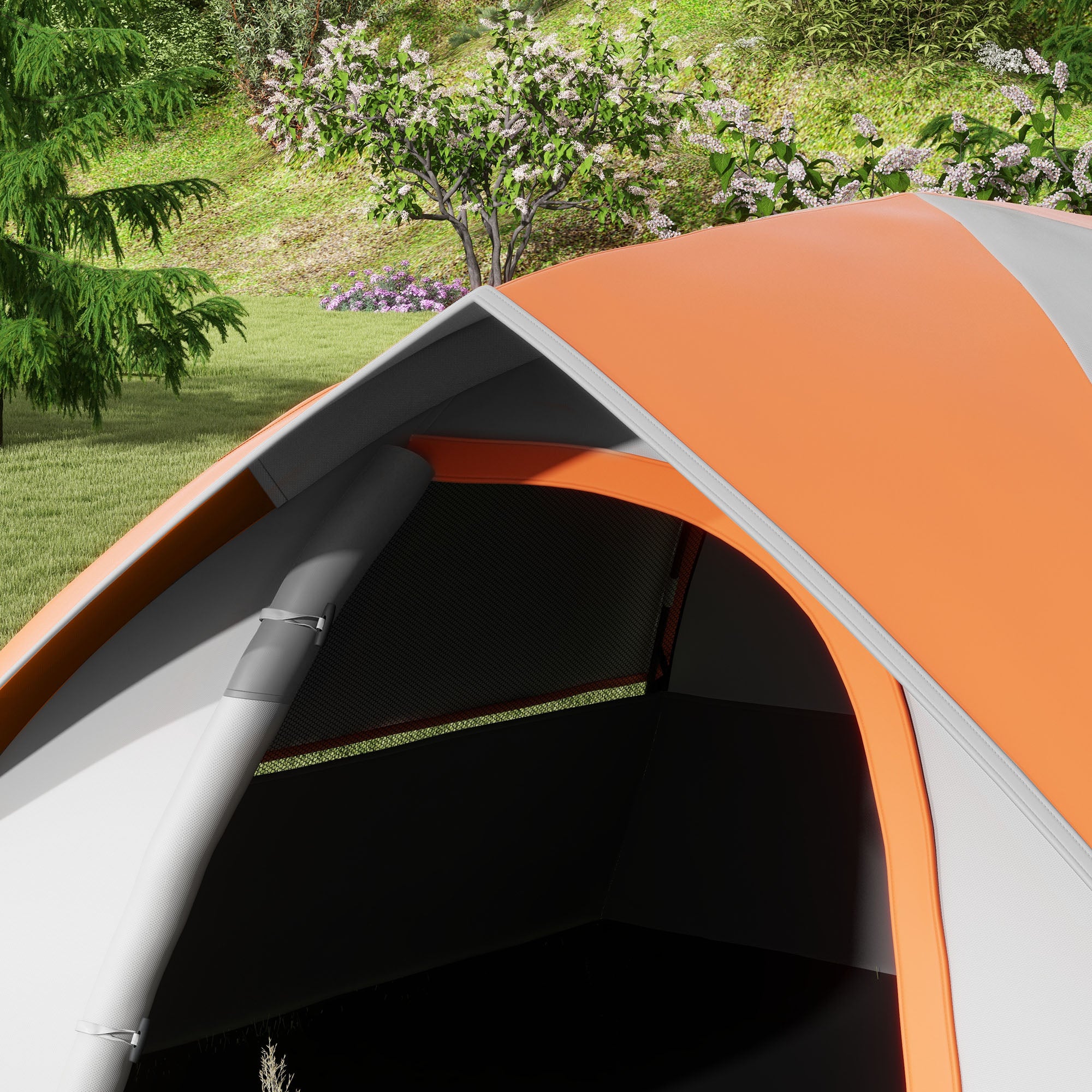 Tenda de Campismo para 1-2 Pessoas Cinza e Laranja 210x110x150 cm