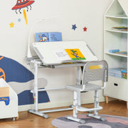 Secretária e Cadeira Infantil Cinzenta com Altura Ajustável 80x49,5x80-105 cm