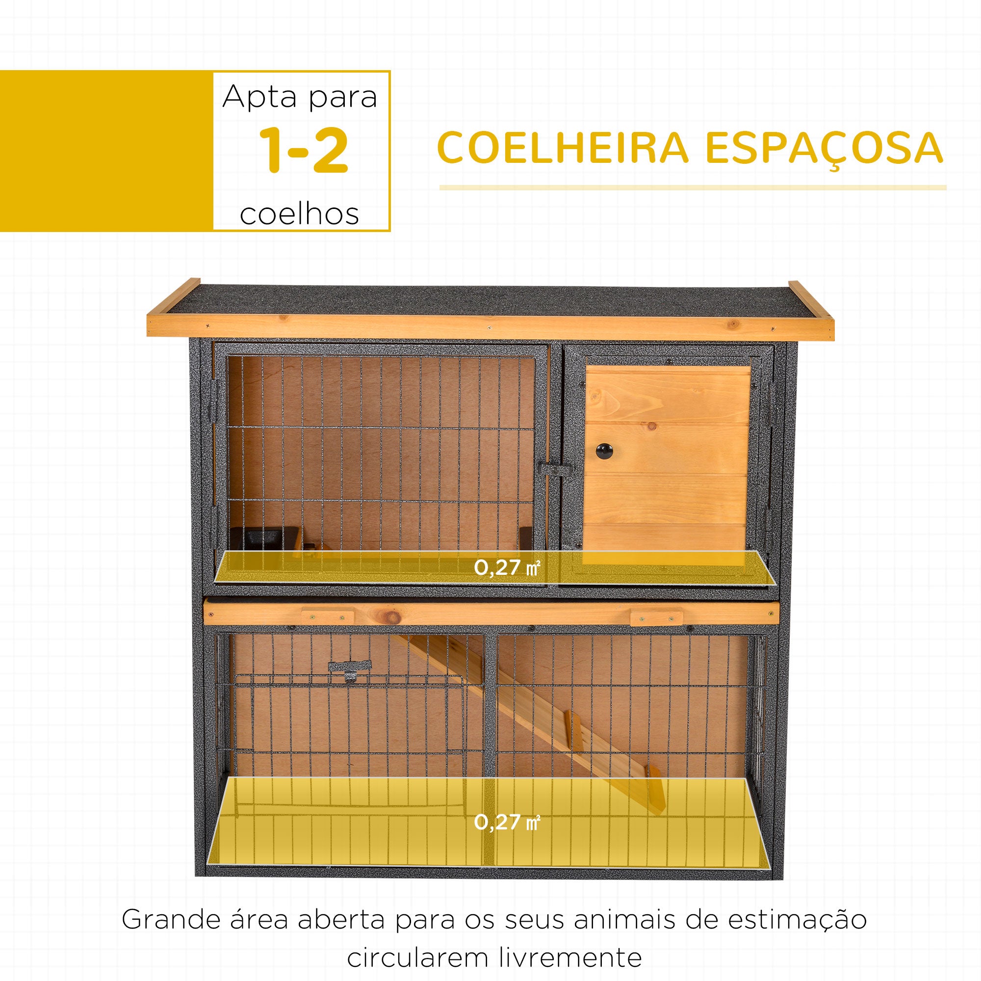 Coelheira de Exterior 2 Níveis 89,5x45x81 cm - Madeira e Cinza