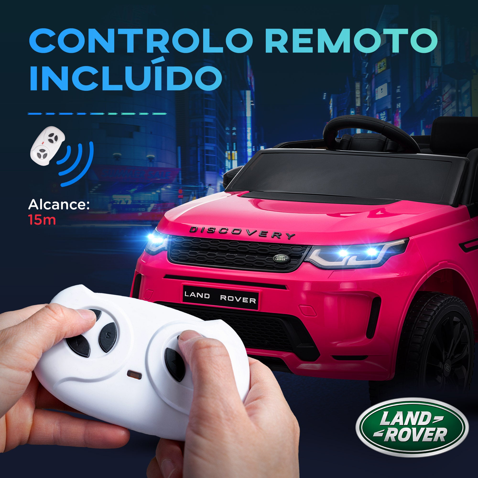 Carro Elétrico Infantil Rosa 106x65,5x51 cm com Licença Land Rover