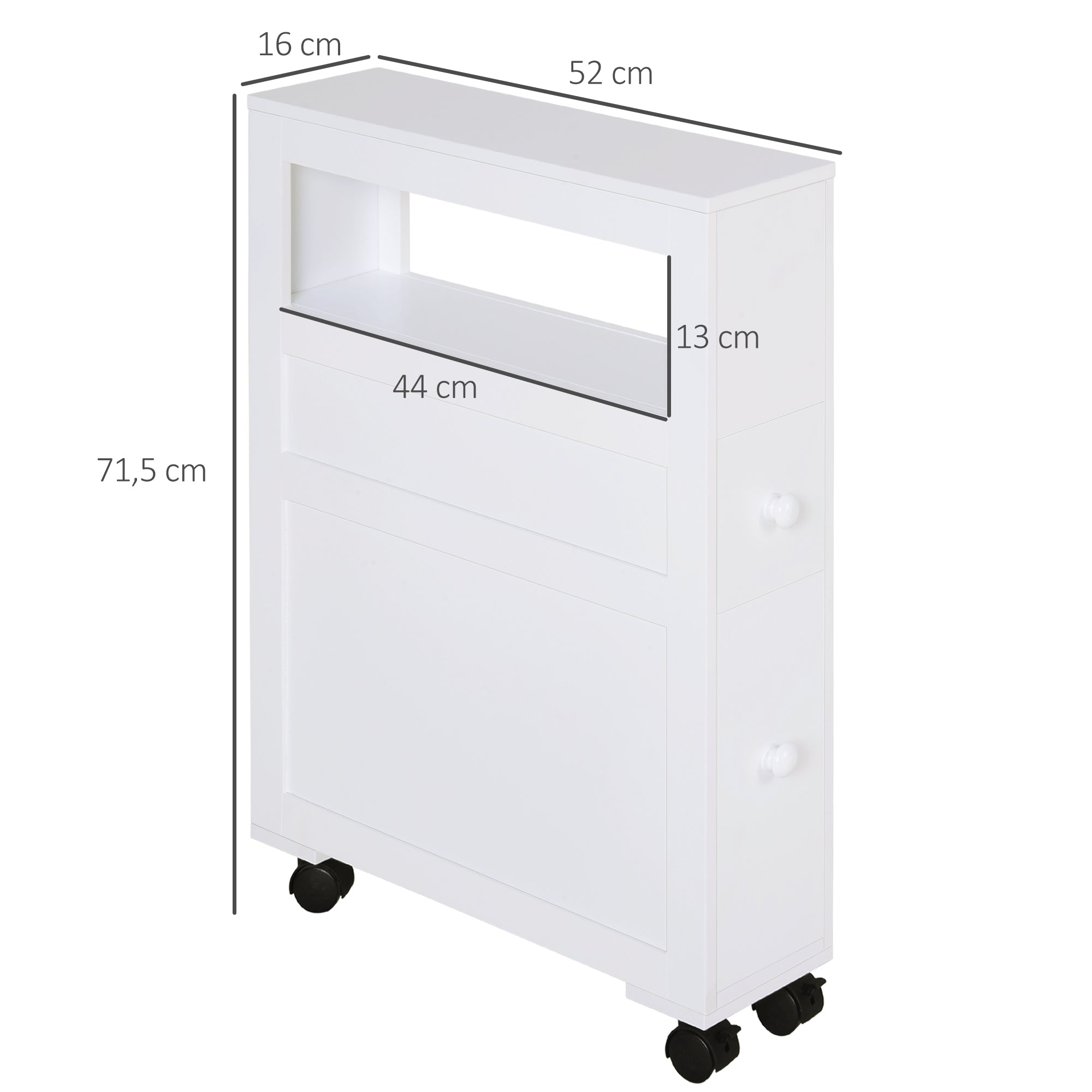 Móvel Auxiliar de Casa de Banho – 16x52x71,5 cm – Branco – MDF