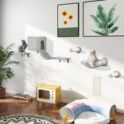 Conjunto de Prateleiras de Escalada para Gatos 106x30x30,5 cm - Cor Cinzento