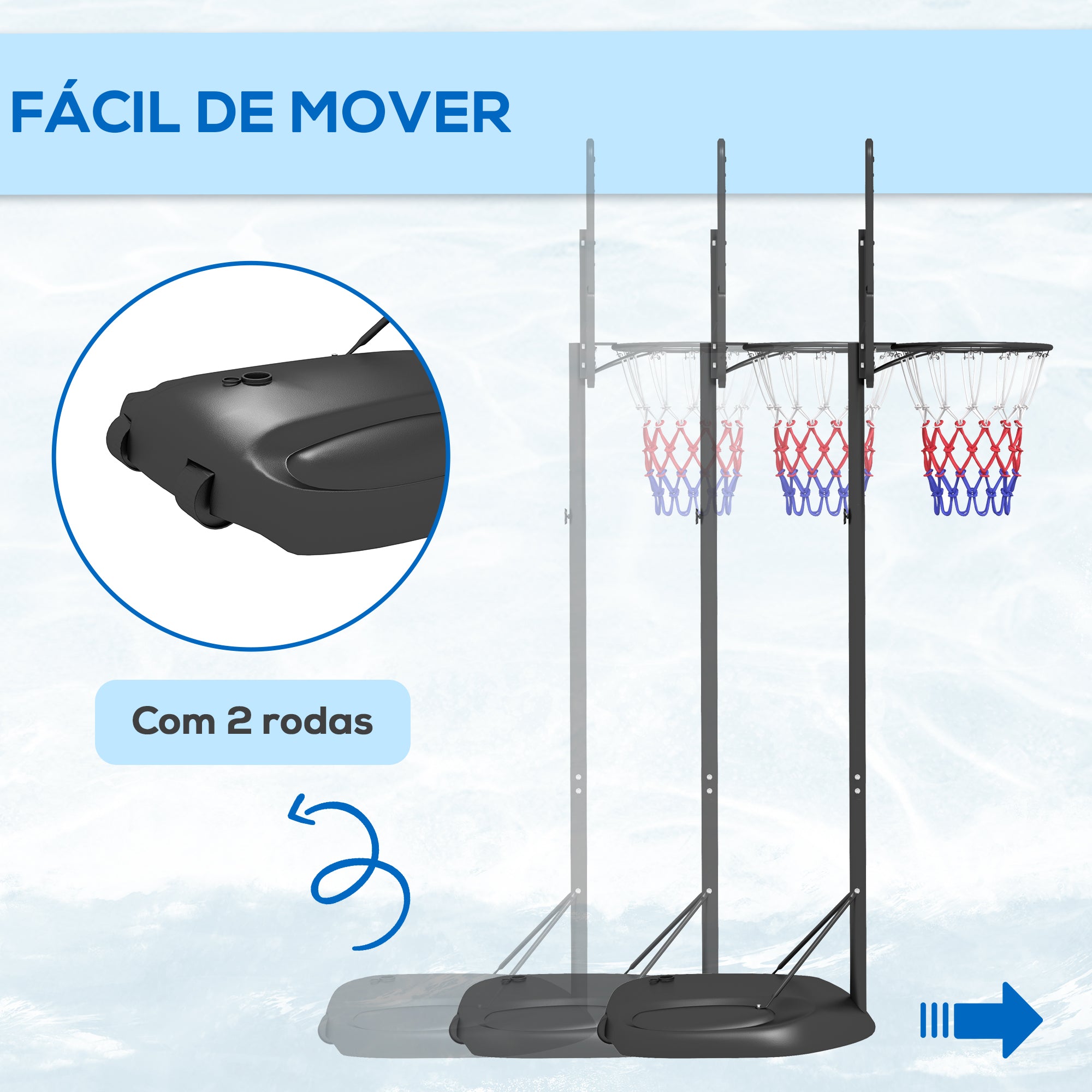 Tabela de Basquetebol com Altura Ajustável 216-277 cm - Cor Preto