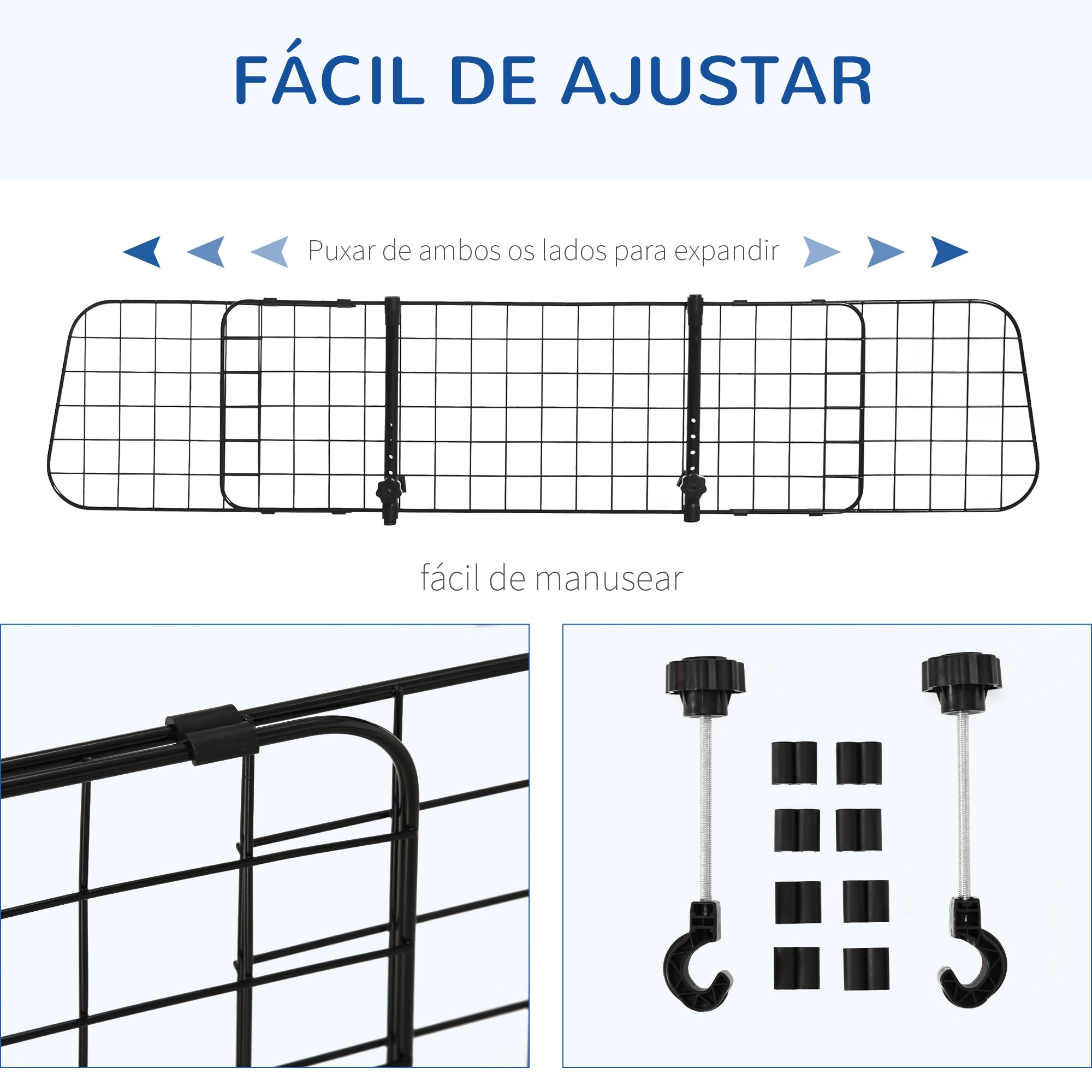Grade de Segurança para Cães – 91-152x30cm – Preto – Metal e plástico