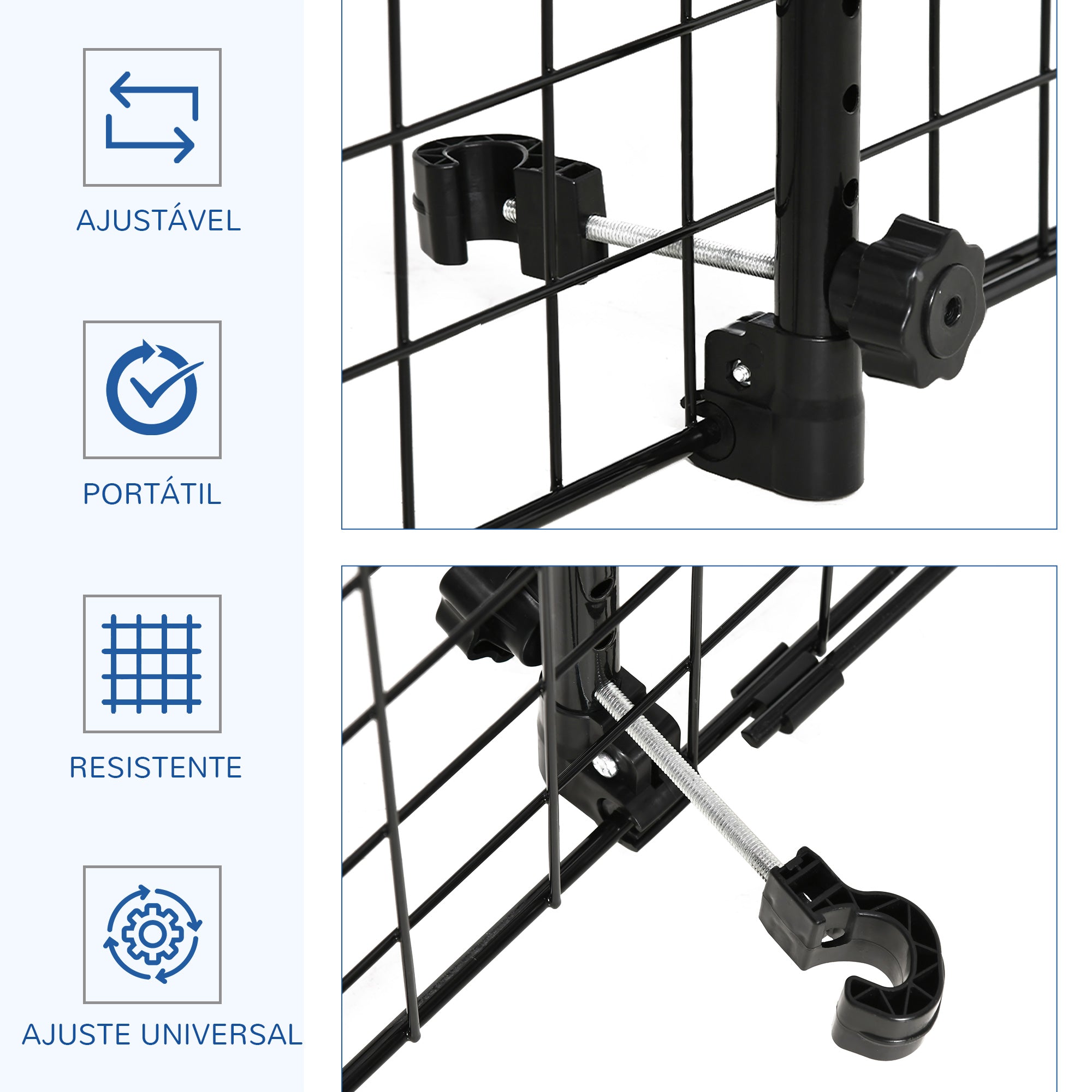 Grade de Segurança para Cães – 91-152x30cm – Preto – Metal e plástico