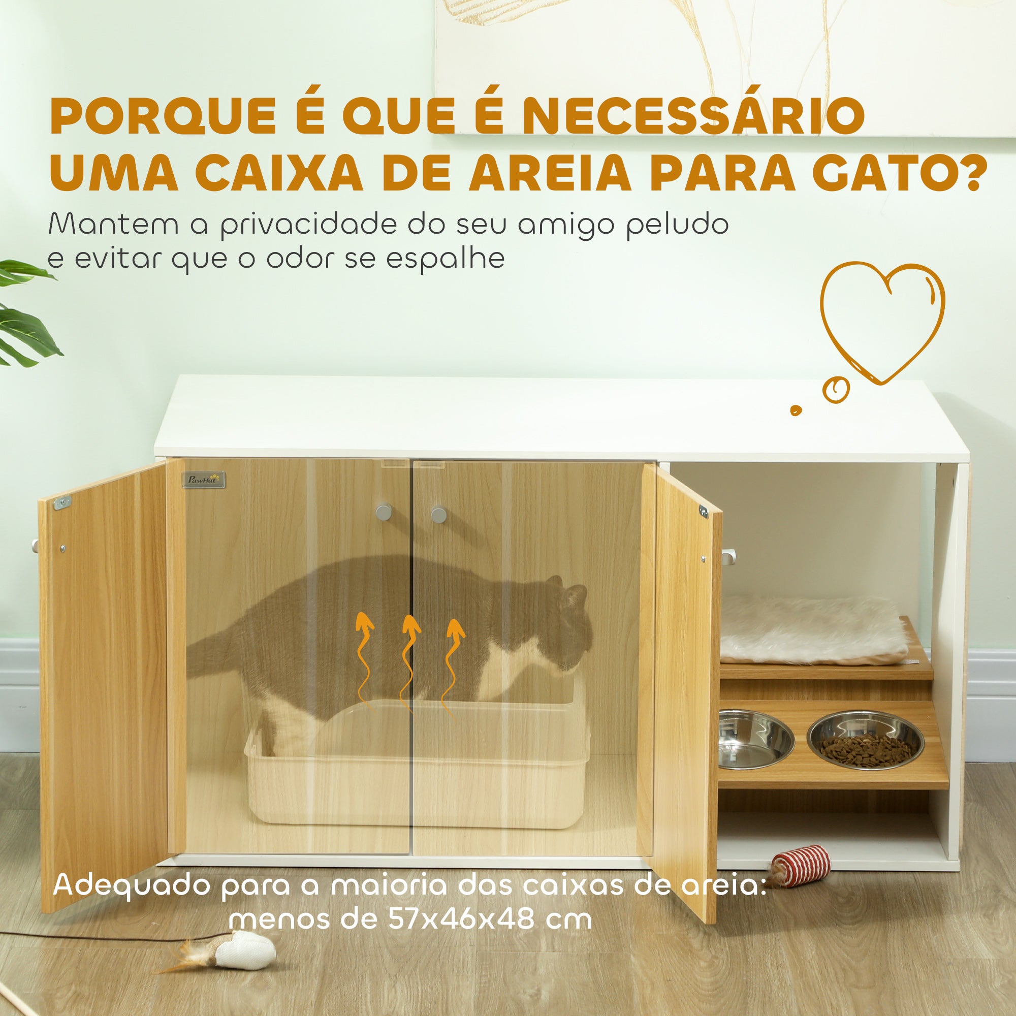 Móvel Caixa de Areia para Gatos 95x48x50,5 cm - Madeira