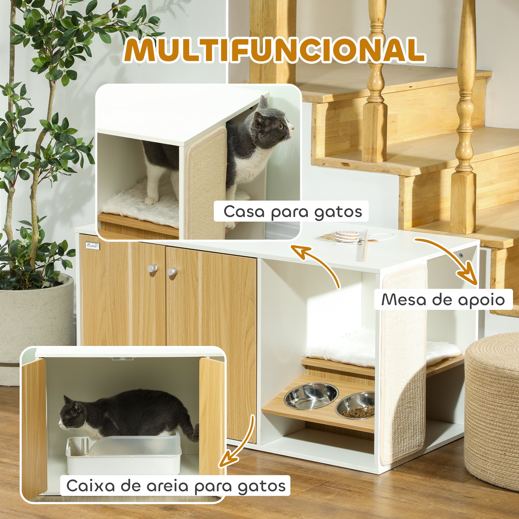 Móvel Caixa de Areia para Gatos 95x48x50,5 cm - Madeira