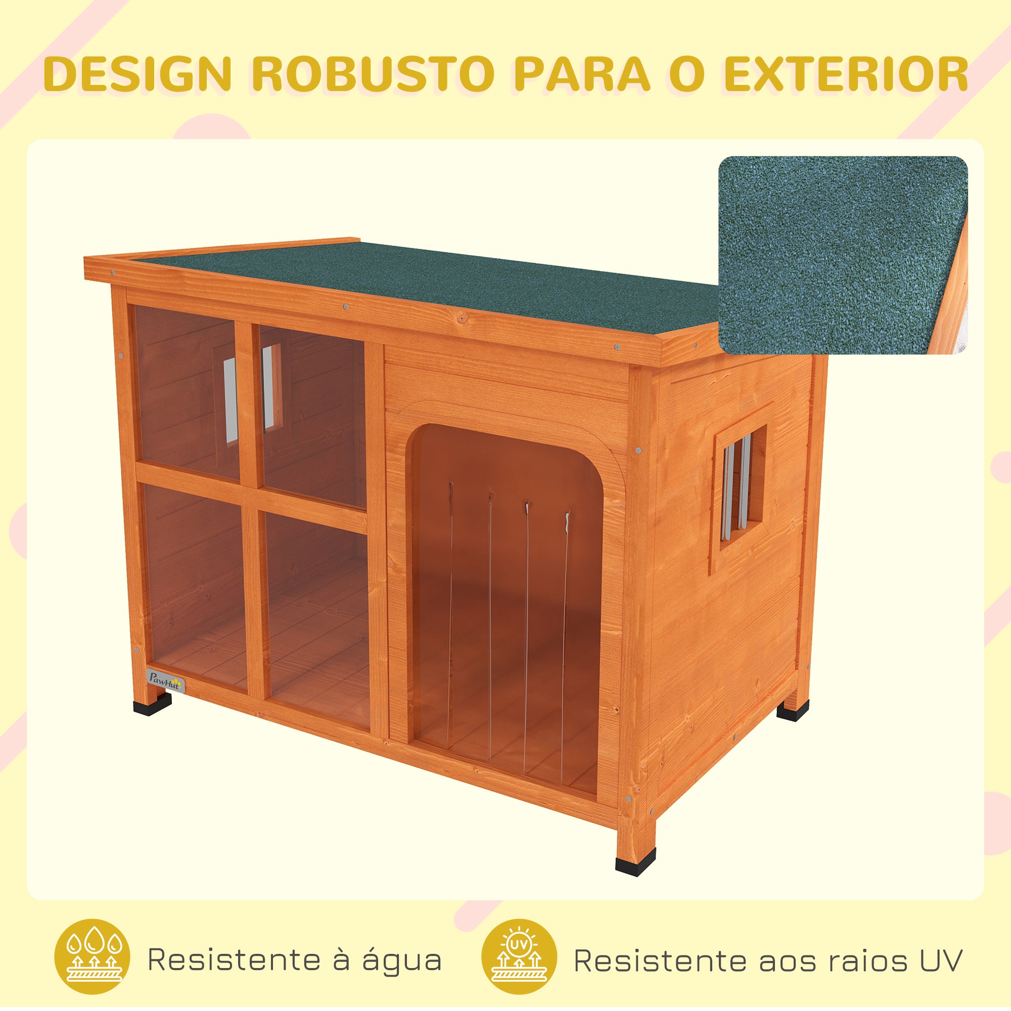 Casota para Cães Pequenos e Médios - Madeira 90x62x71 cm