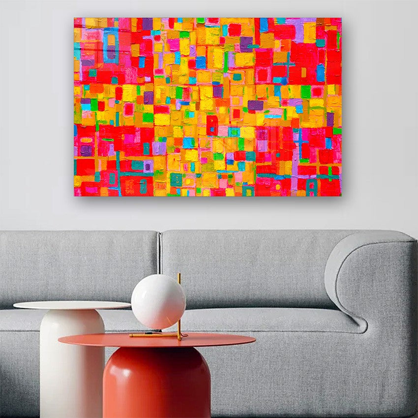 Quadro Decorativo em Vidro Temperado Multicolor 50x70cm - Arte Moderna para Parede