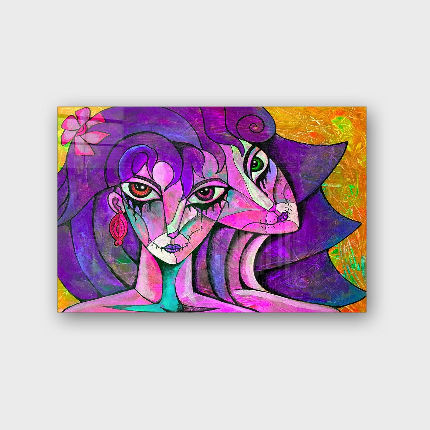 Quadro Decorativo em Vidro Temperado Multicolor 70x100cm - Arte Moderna para Parede