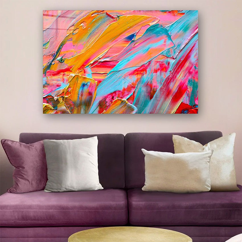 Quadro Decorativo em Vidro Temperado Multicolor 40x60cm - Arte Moderna para Parede
