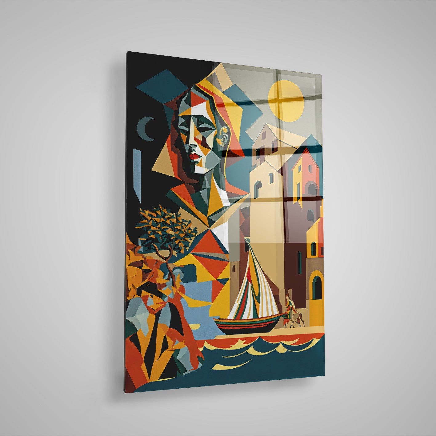Quadro Decorativo em Vidro Temperado Multicolor 50x70cm - Arte Moderna para Parede