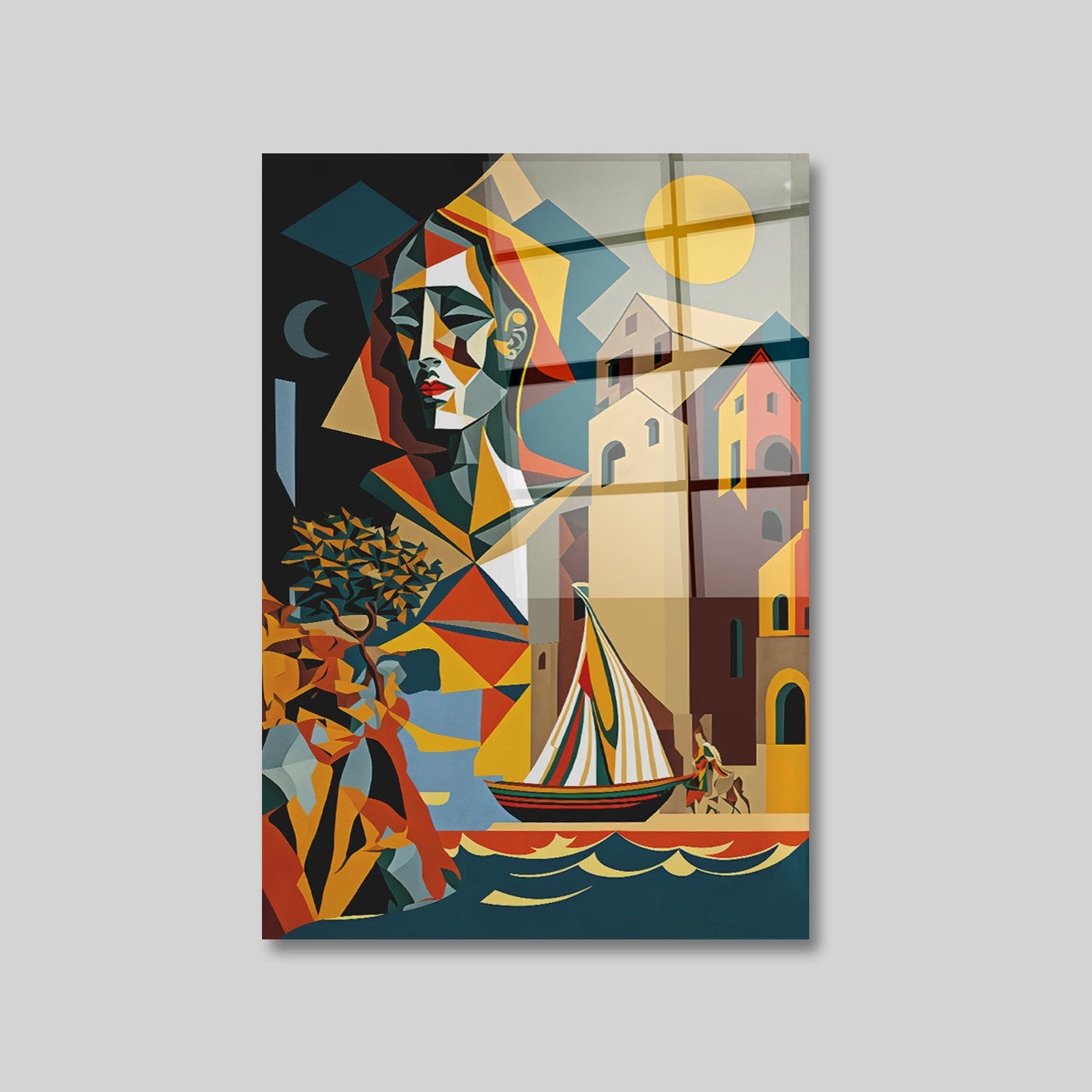 Quadro Decorativo em Vidro Temperado Multicolor 50x70cm - Arte Moderna para Parede