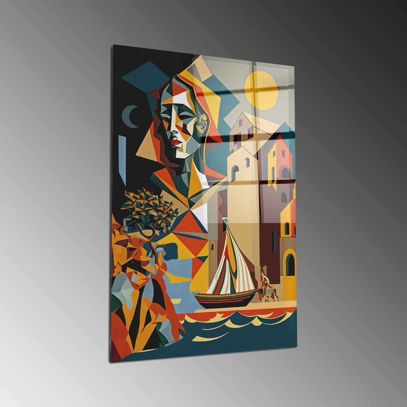 Quadro Decorativo em Vidro Temperado Multicolor 50x70cm - Arte Moderna para Parede