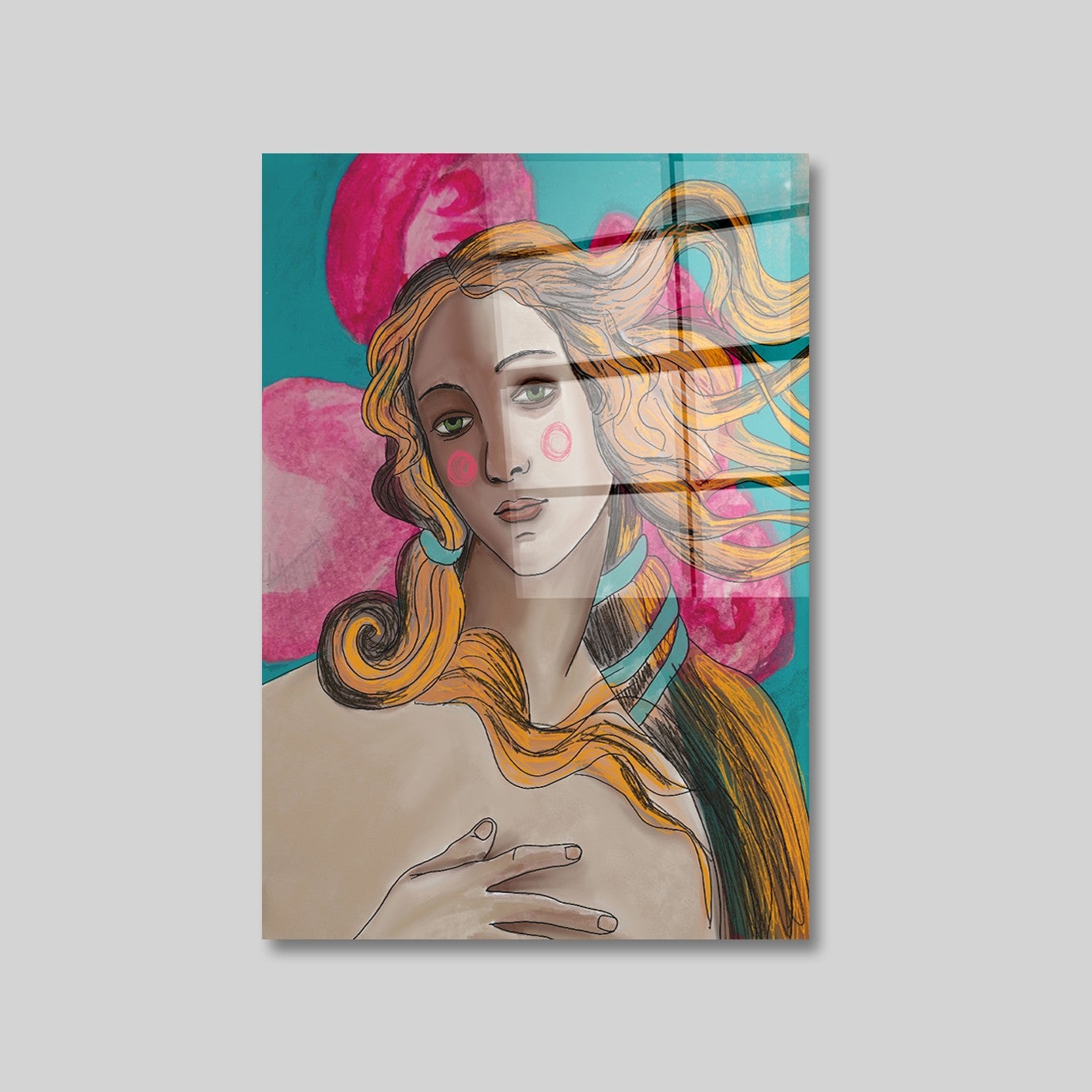 Quadro Decorativo em Vidro Temperado Multicolor 40x60cm - Arte Moderna para Parede
