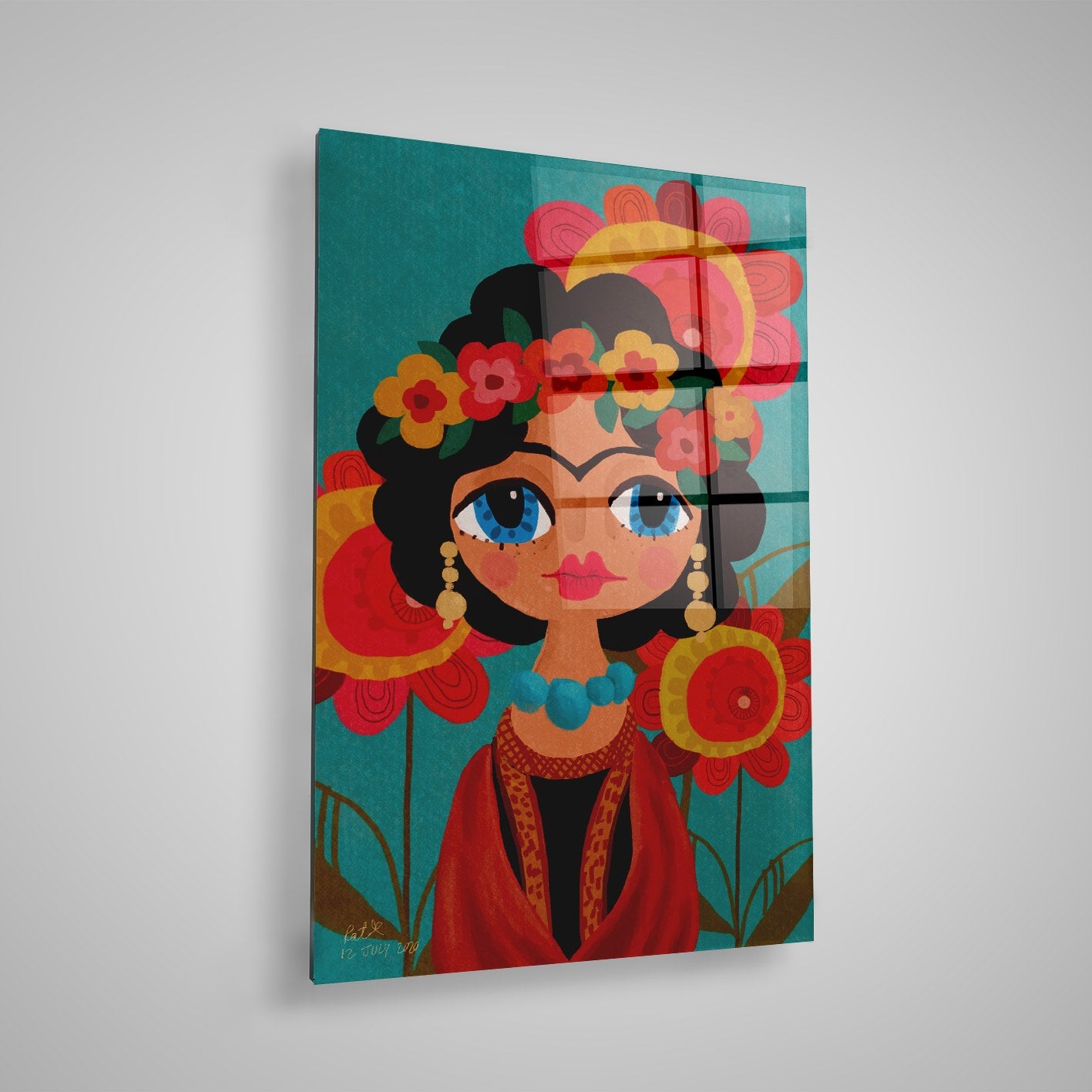 Quadro Decorativo em Vidro Temperado Multicolor 50x70cm - Arte Moderna para Parede
