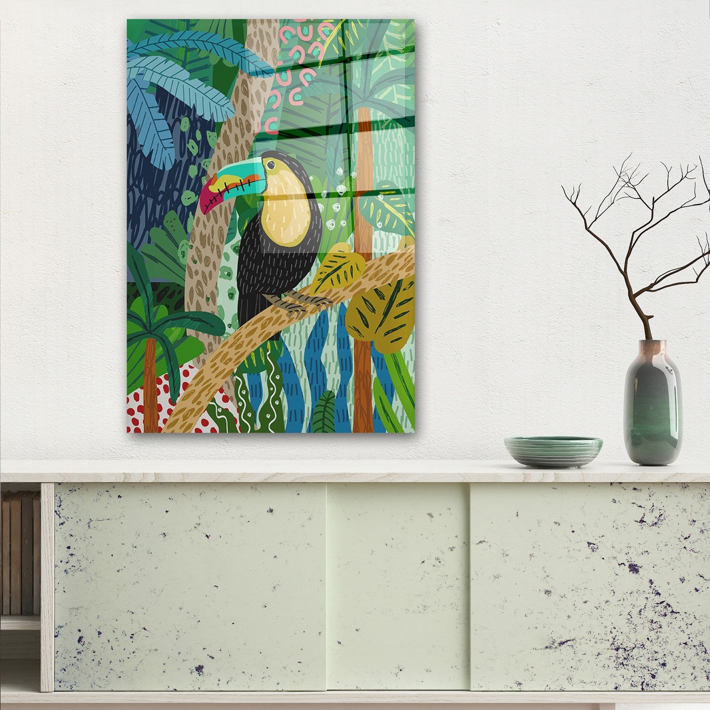 Quadro Decorativo em Vidro Temperado Multicolor 70x100cm - Arte Moderna para Parede