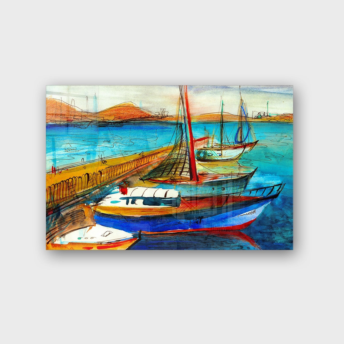 Quadro Decorativo em Vidro Temperado Multicolor 40x60cm - Arte Moderna para Parede