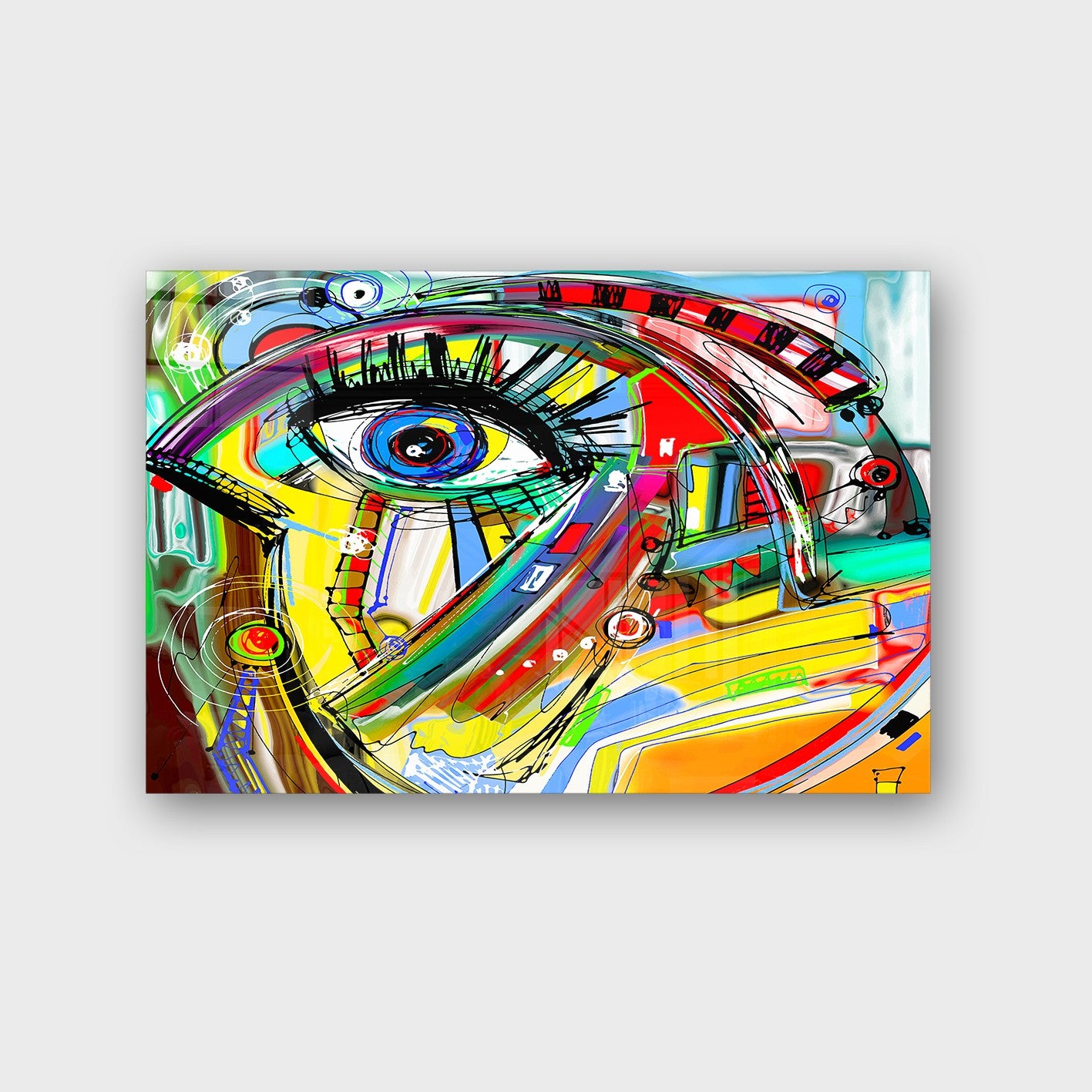 Quadro Decorativo em Vidro Temperado Multicolor 70x100cm - Arte Moderna para Parede