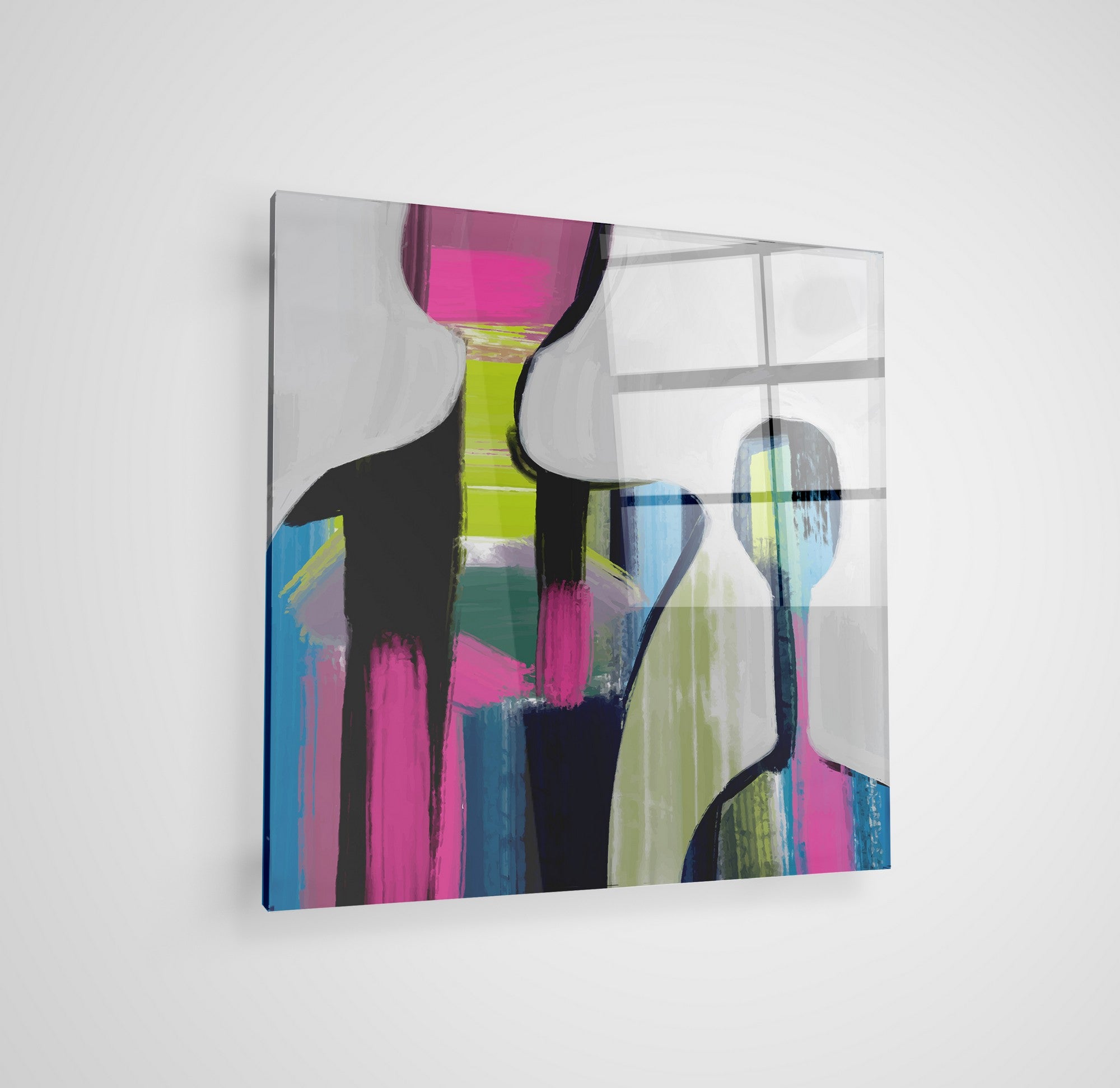 Arte em Vidro Temperado Multicolor 70x70cm - Pintura Decorativa de Luxo para Parede