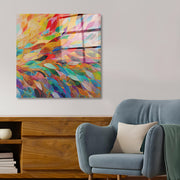 Arte em Vidro Temperado Multicolor 50x50cm - Pintura Decorativa de Parede Premium