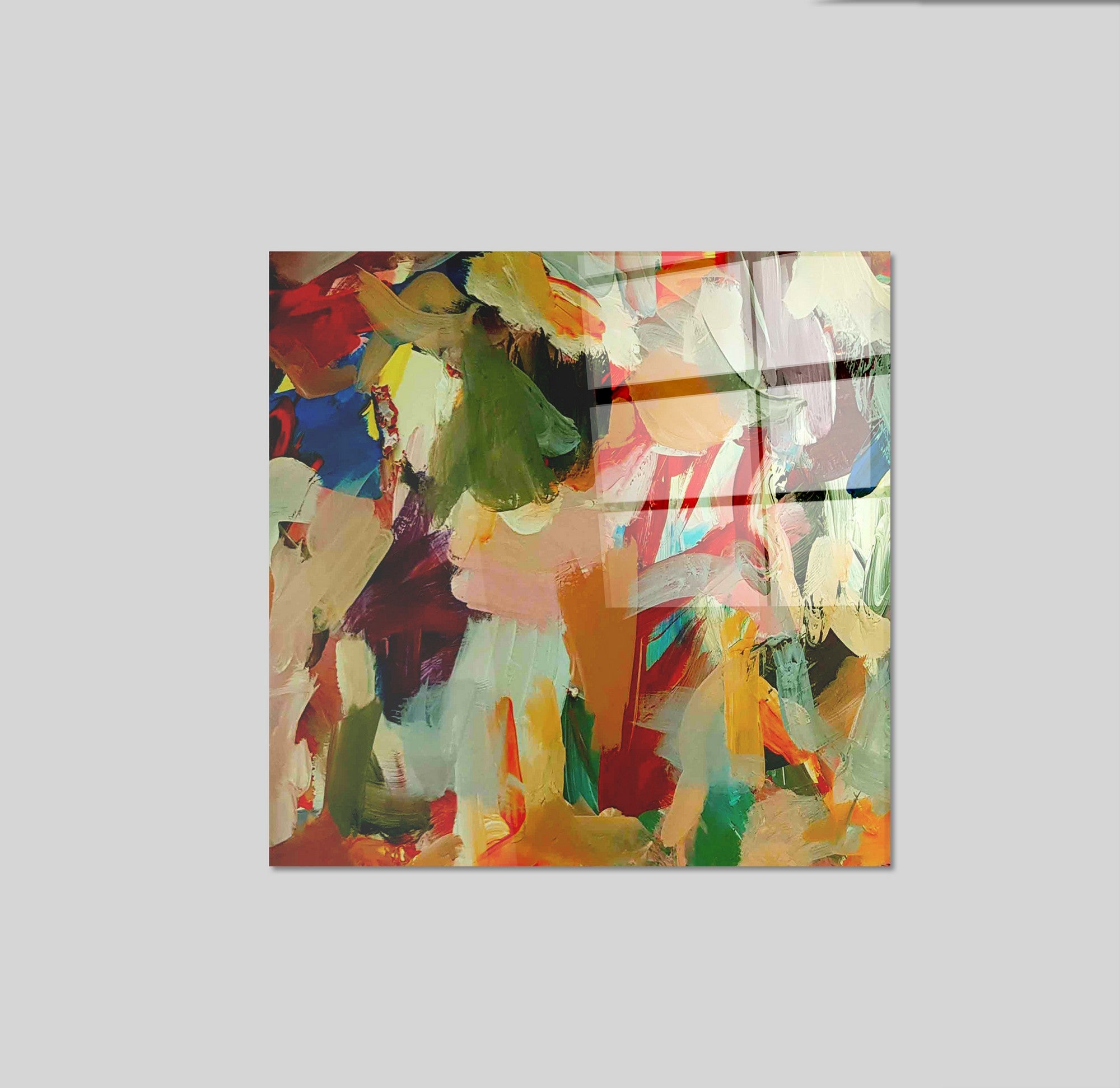 Arte em Vidro Temperado Multicolor 70x70cm - Pintura Decorativa de Alta Qualidade