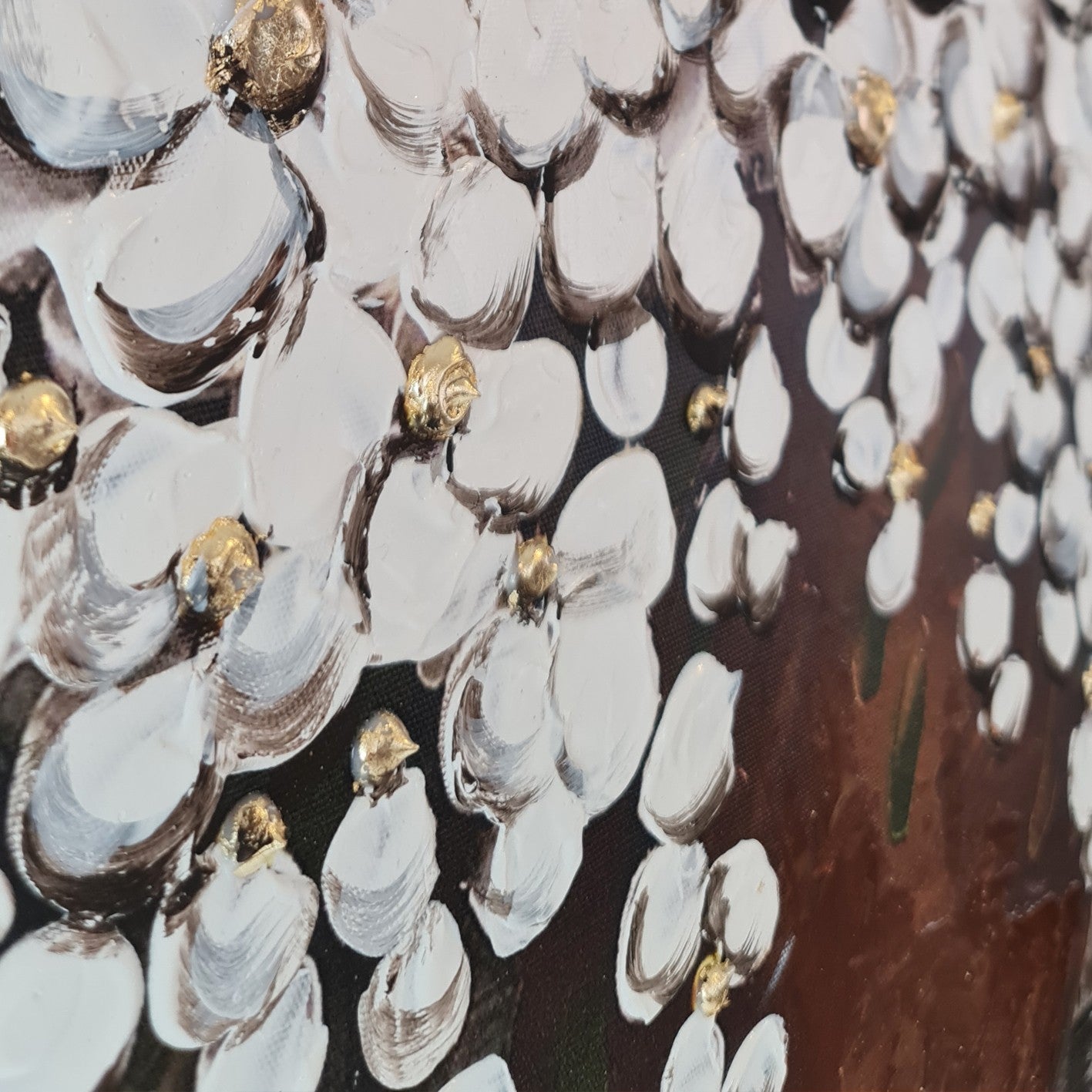Pintura a Óleo Decorativa Multicolor Pintada à Mão - Tela 100x100cm com Moldura de Madeira