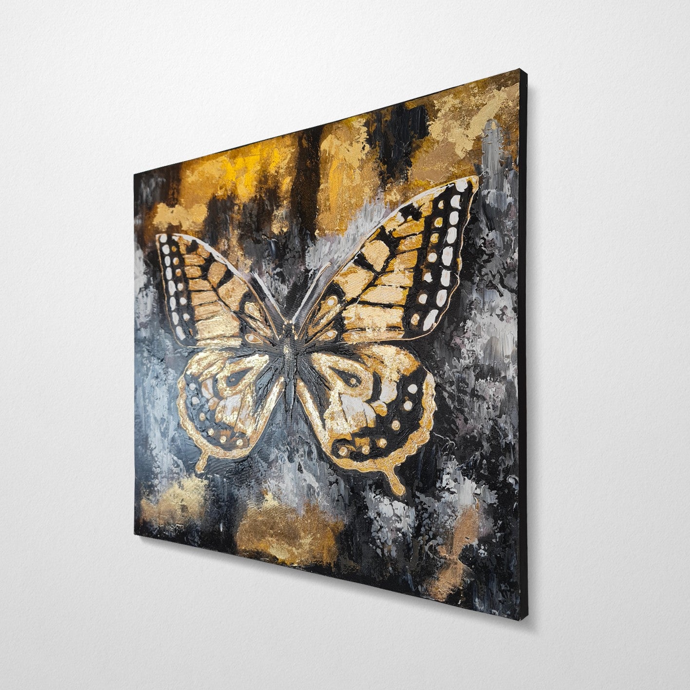 Pintura a Óleo Decorativa Pintada à Mão - Tela 100% Canvas com Moldura de Madeira 50x50cm