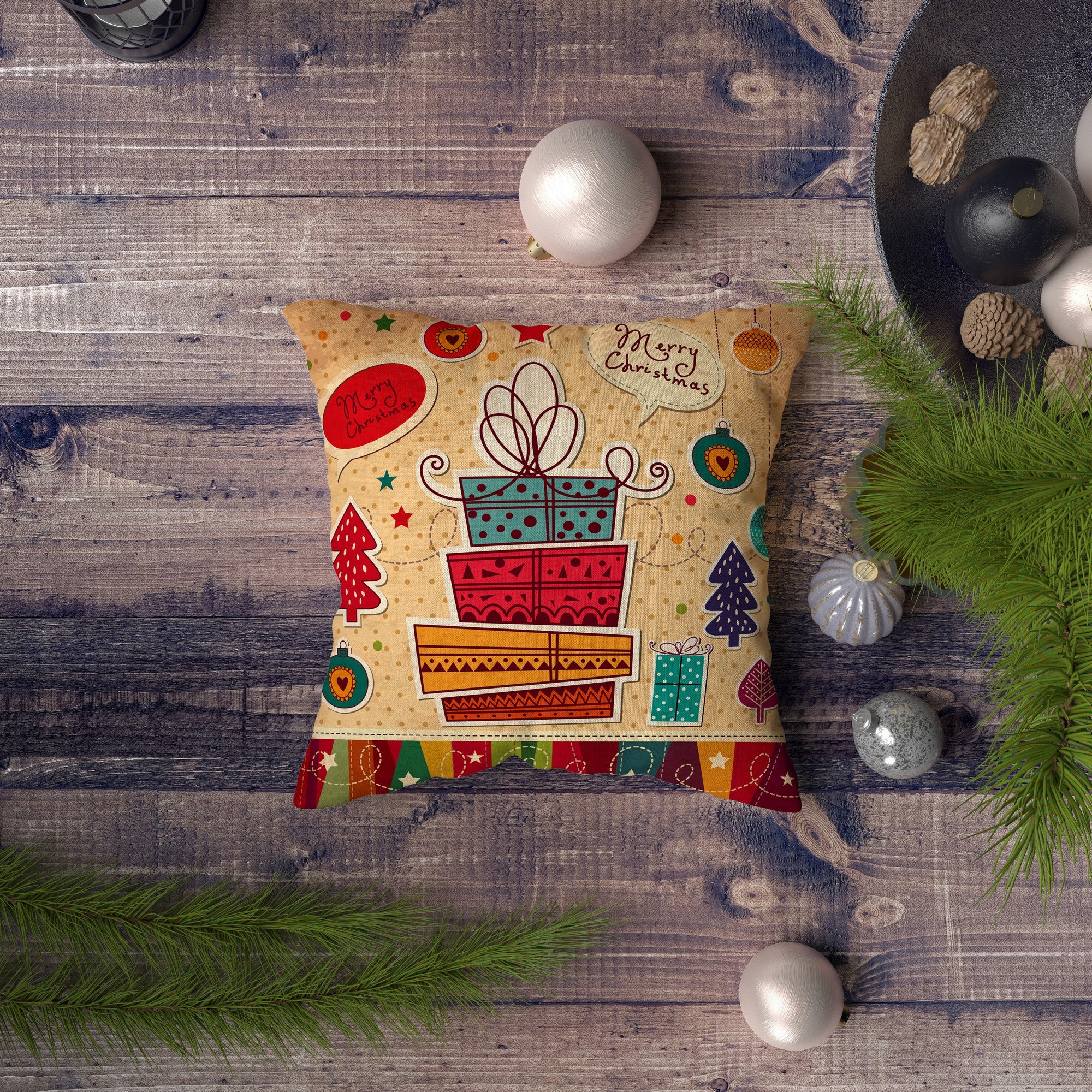 Capa de almofada – 43 x 43 cm – Multicolorido – 50% poliéster / 50% algodão