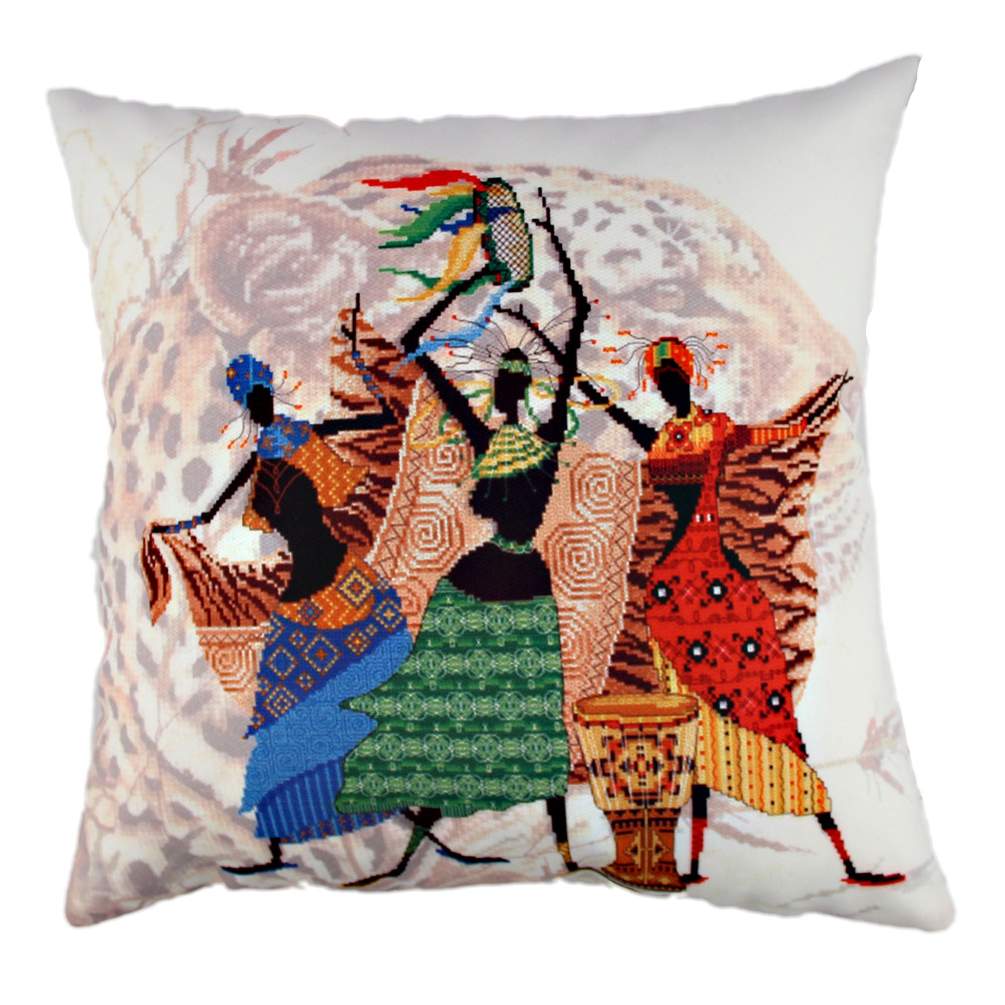 Almofada – 43 x 43 cm – Multicolorido – Algodão e Poliéster