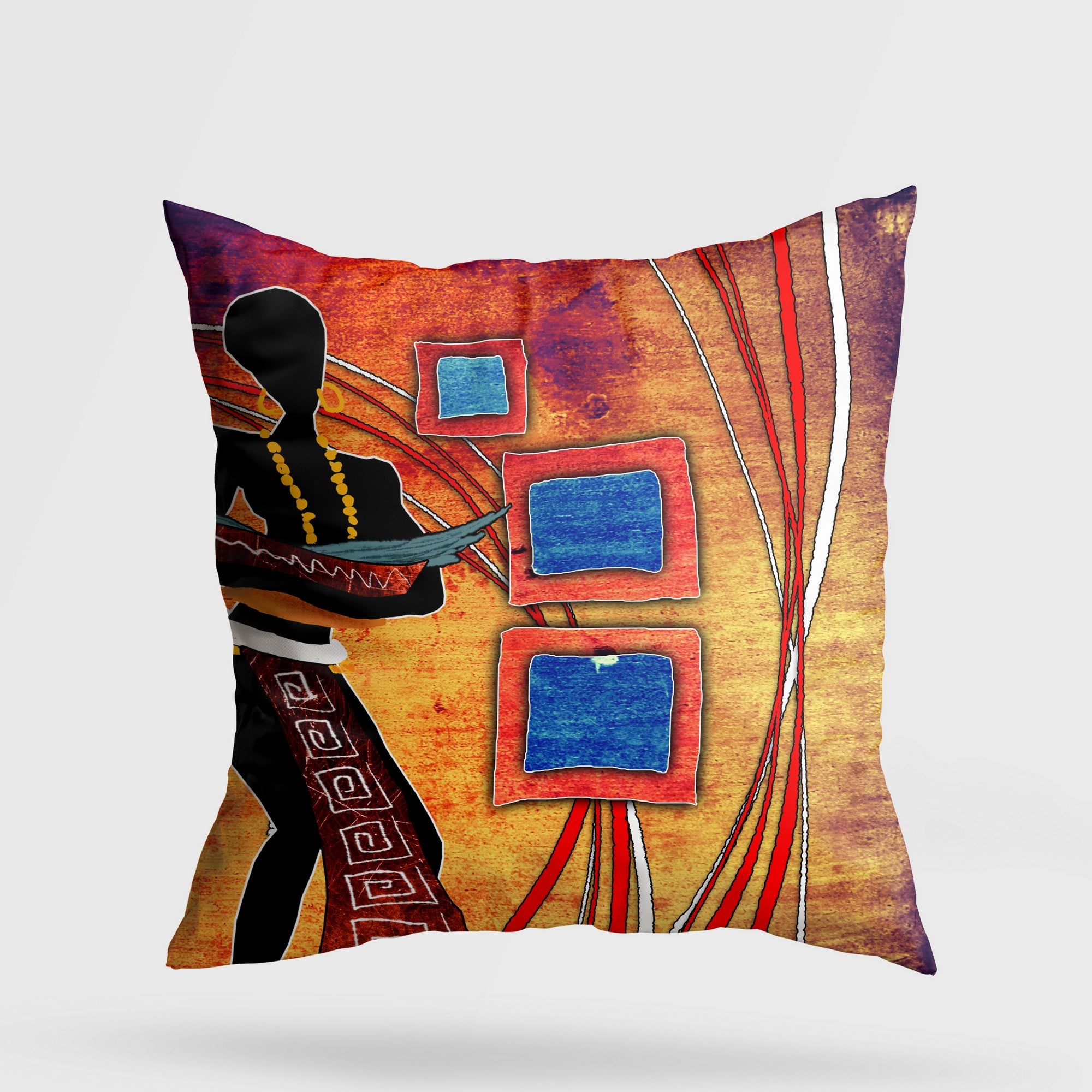Almofada – 43 x 43 cm – Multicolorido – Algodão e poliéster