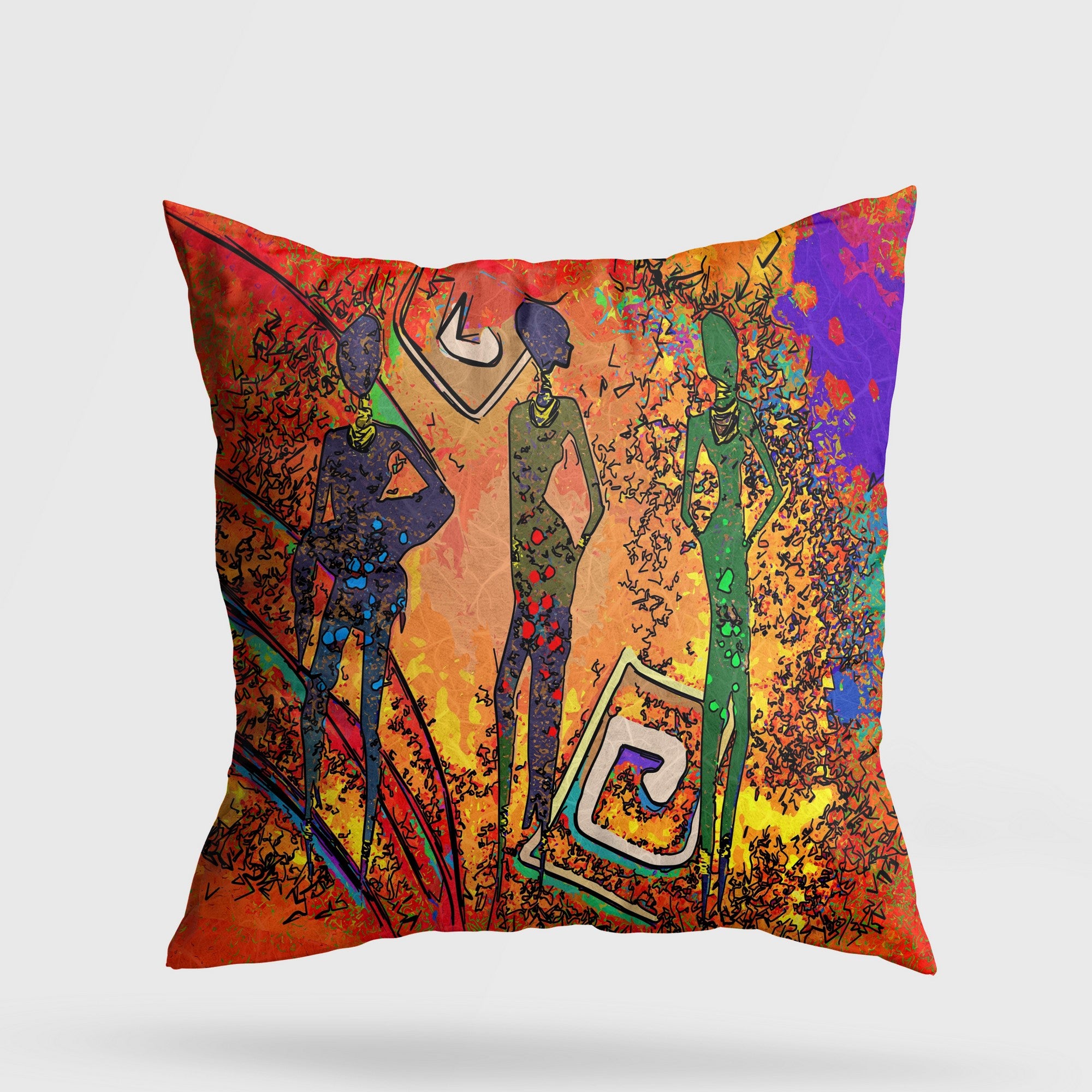 Almofada – 43 x 43 cm – Multicolorido – Algodão e Poliéster